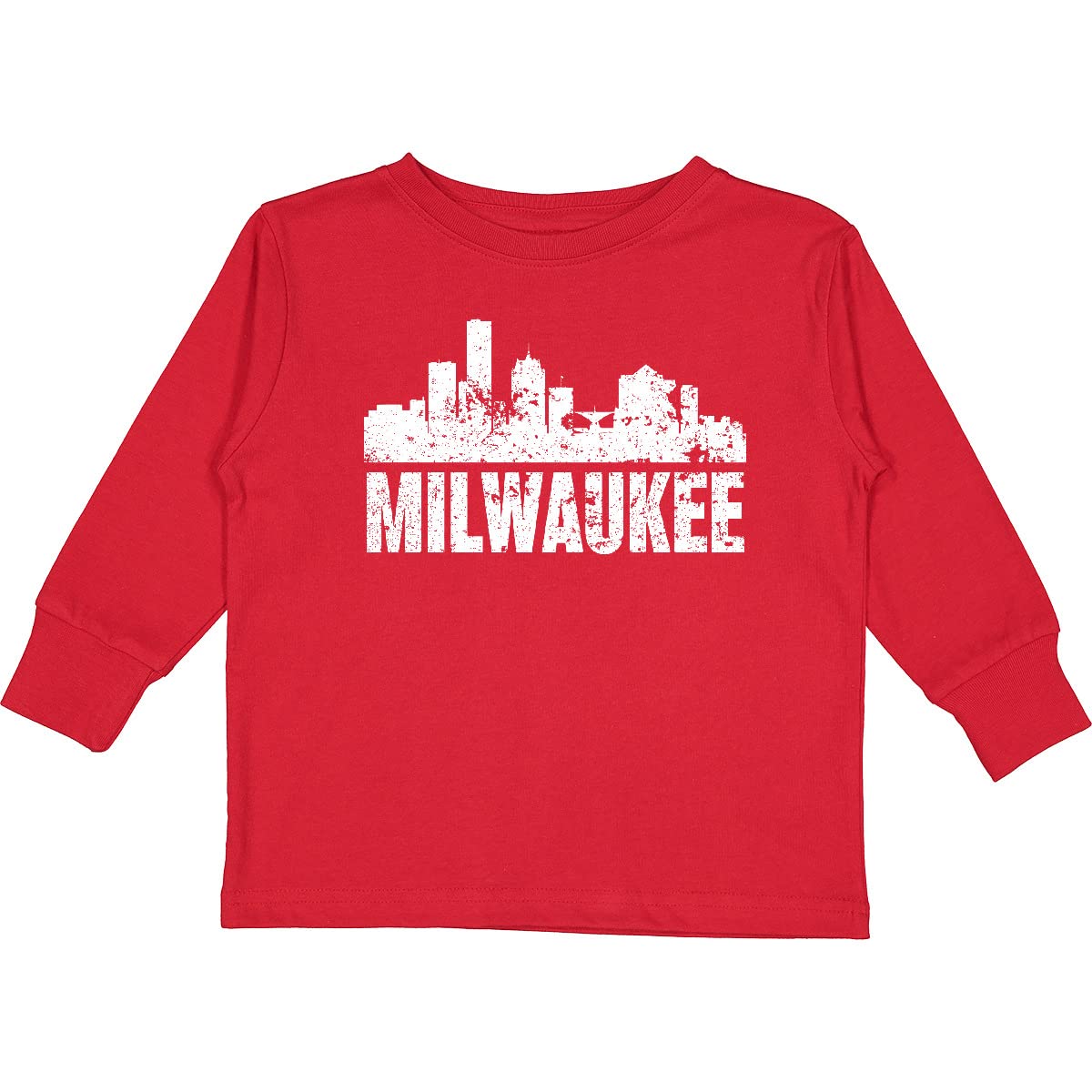 Inktastic Milwaukee Skyline Grunge Toddler Long Sleeve T-Shirt - Cool Graphic Tee for Boys & Girls - Perfect for Casual Wear, Family Outings & City-Themed Events