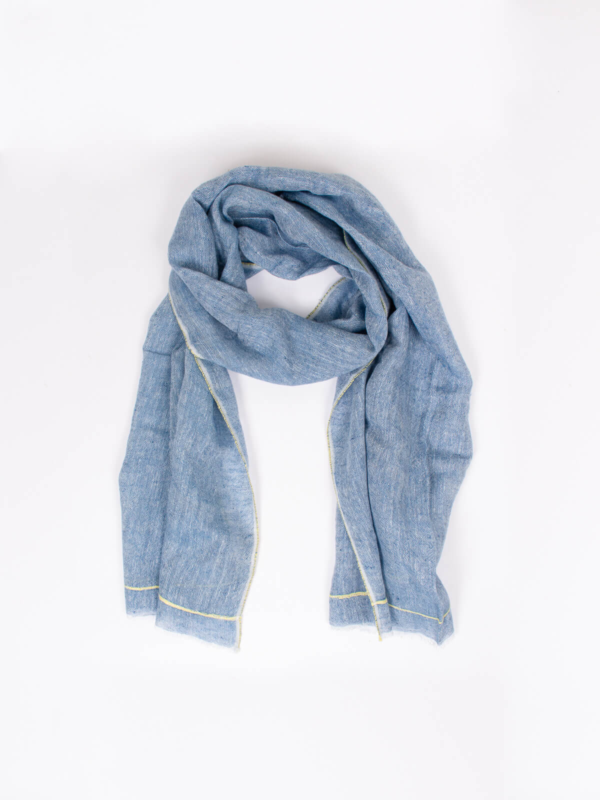 Premium Linen Scarf - Soft & Breathable Indigo & Lemon Checkered Pattern - Lightweight Summer Wrap for Women - Perfect for Beach, Travel & Casual Outfits