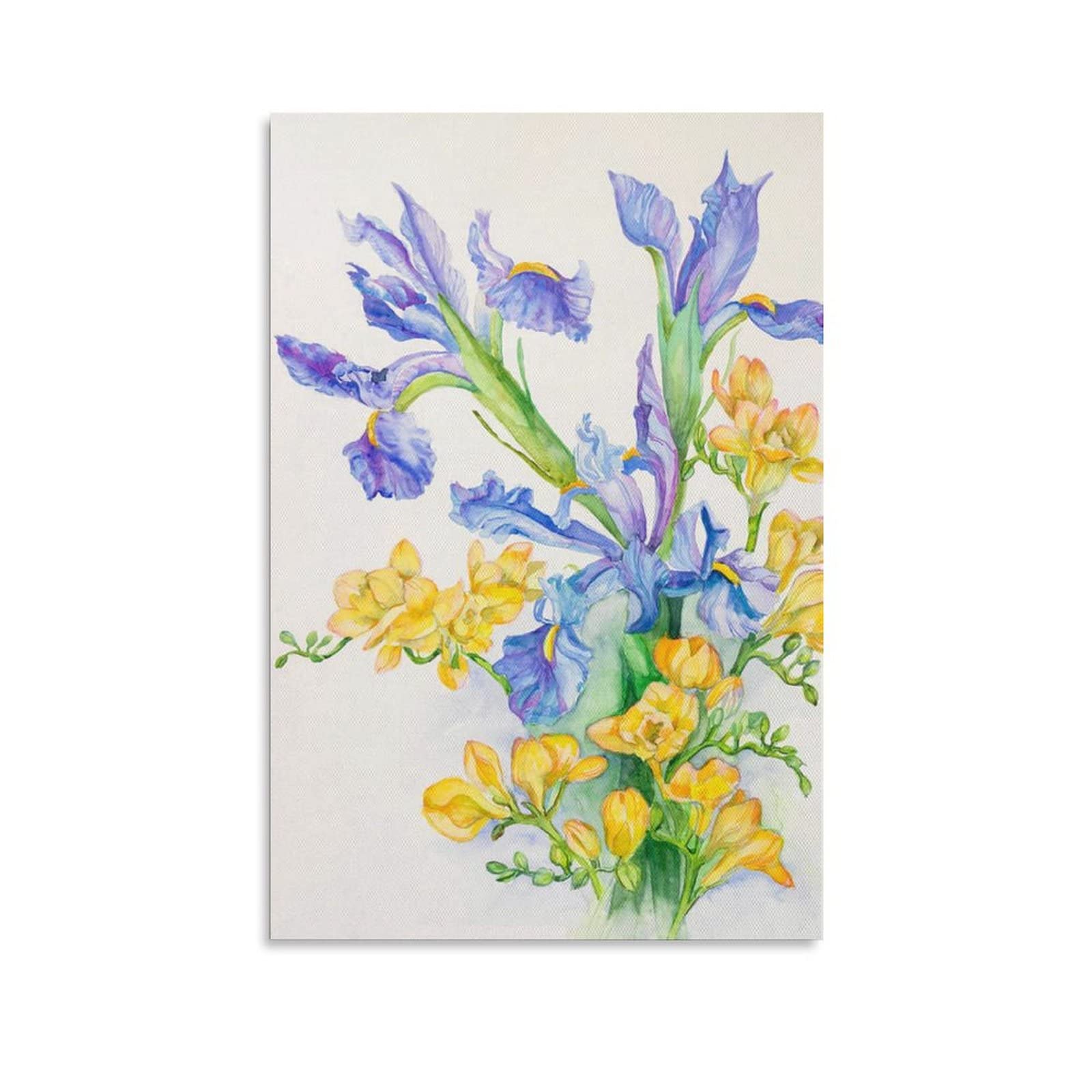 Purple Iris Flower Canvas Wall Art - Yellow Floral Painting Print for Living Room, Bedroom & Office Decor - 16x24 Inches (40x60cm) - Perfect Gift for Home, Housewarming & Interior Design