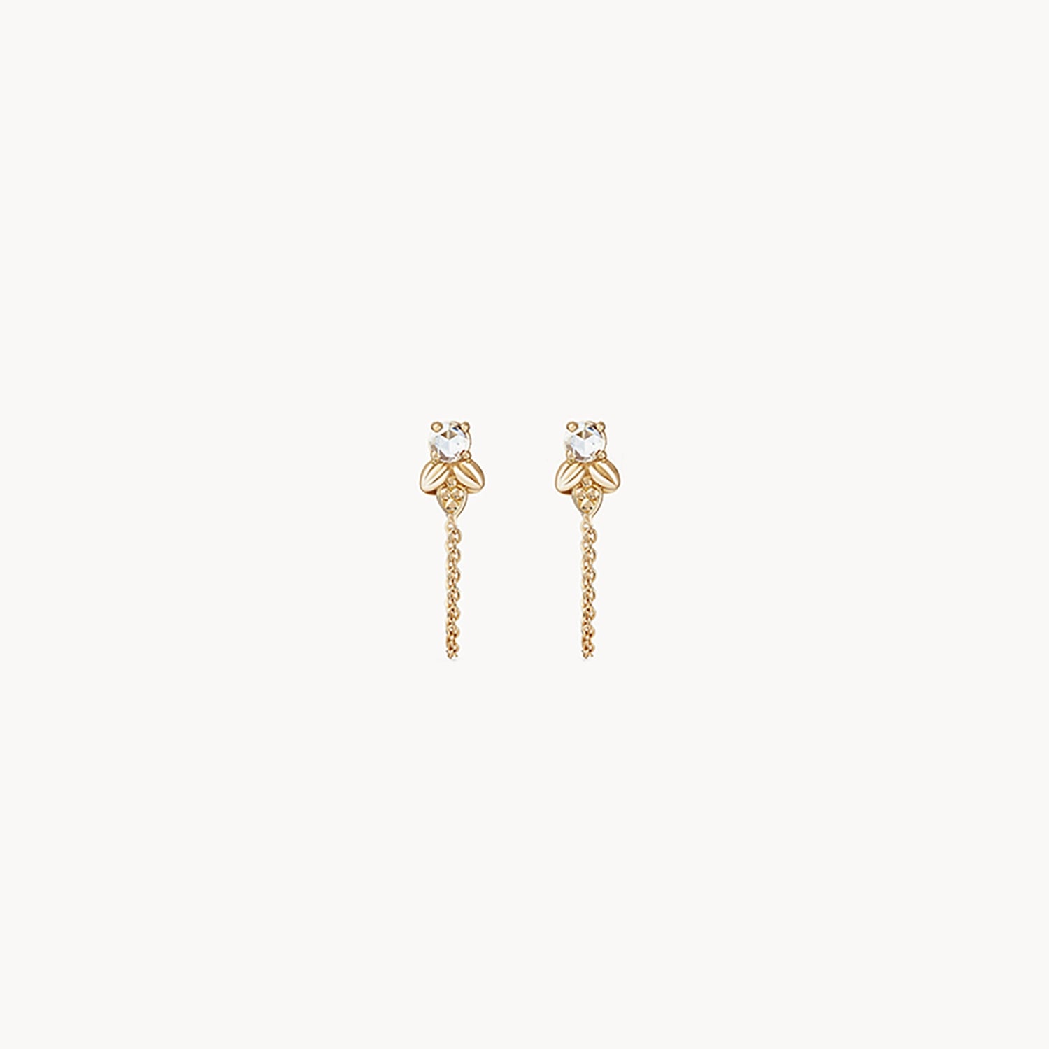 14K Yellow Gold Honey Bee Chain Earrings with White Diamonds - Elegant Jewelry for Women, Perfect for Parties, Weddings & Everyday Wear