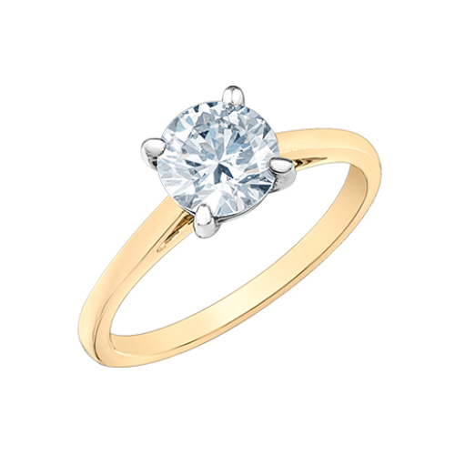 14K Yellow & White Gold 1.05ct Round Brilliant Lab Grown Diamond Solitaire Engagement Ring for Women - Perfect for Proposals, Anniversaries & Special Occasions