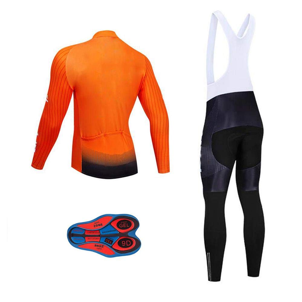 Men's Pro Cycling Jersey Set - Long Sleeve Quick Dry Bike Shirt & Bib Shorts with 9D Padding - Breathable Bicycle Clothing for Road Cycling, Mountain Biking & Training - Perfect for Commuting, Racing & Outdoor Sports