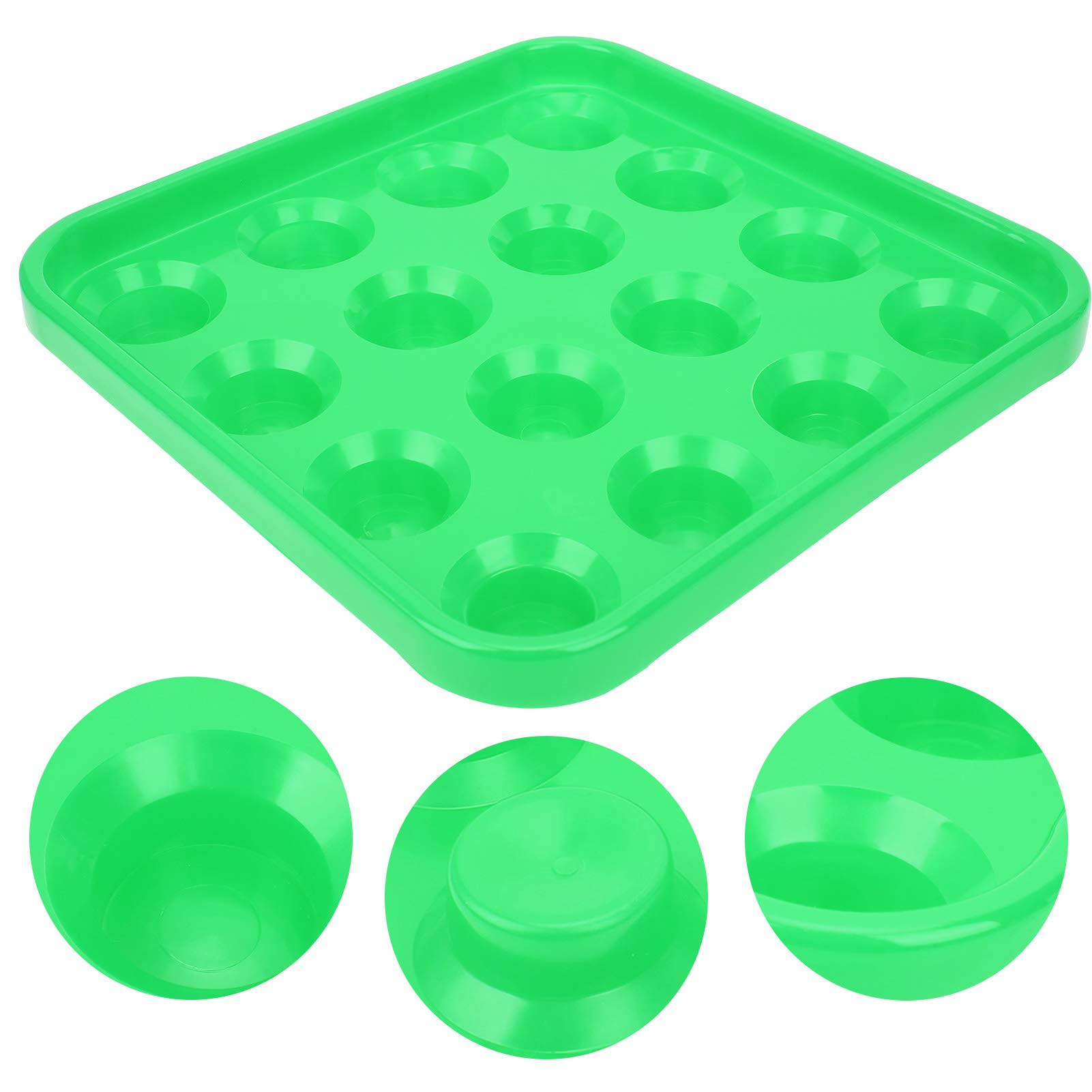 **16-Hole Plastic Billiard Ball Tray - Pool Ball Storage & Carrying Case for Billiards (Green) | Perfect for Home Game Rooms, Bars & Pool Halls**