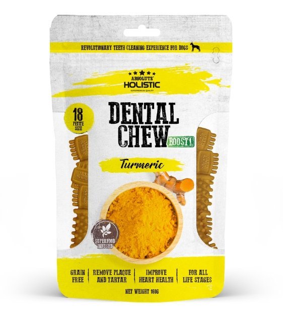 Absolute Holistic Petite Dental Dog Chews with Turmeric - Natural Teeth Cleaning Treats for Small Dogs - Perfect for Dental Care & Anxiety Relief