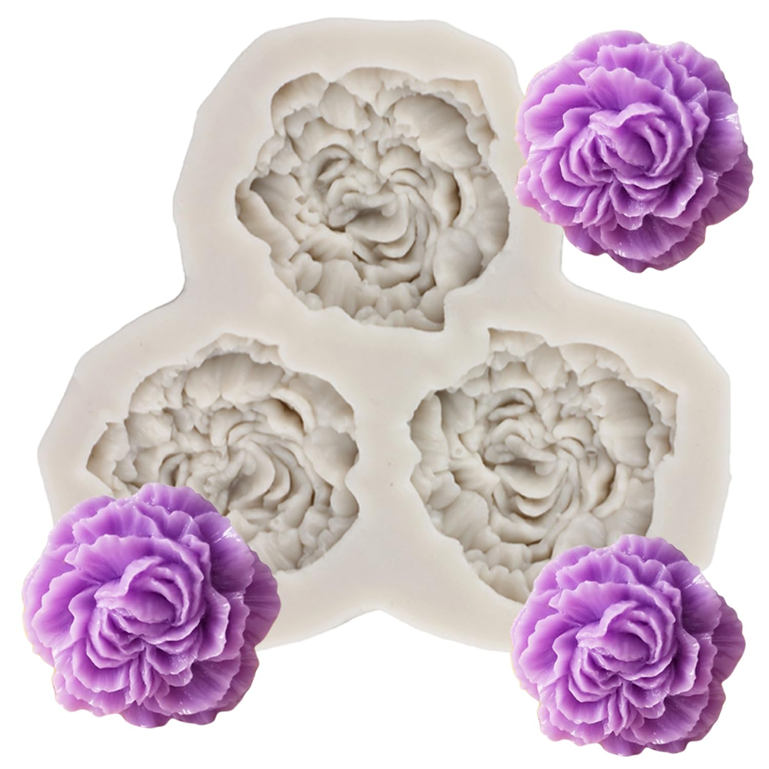 Peony Flower Silicone Mold Set for Cake Decorating - Fondant, Chocolate, Gum Paste & Polymer Clay Molds - Perfect for Cupcake Toppers, Candy Making & DIY Crafts