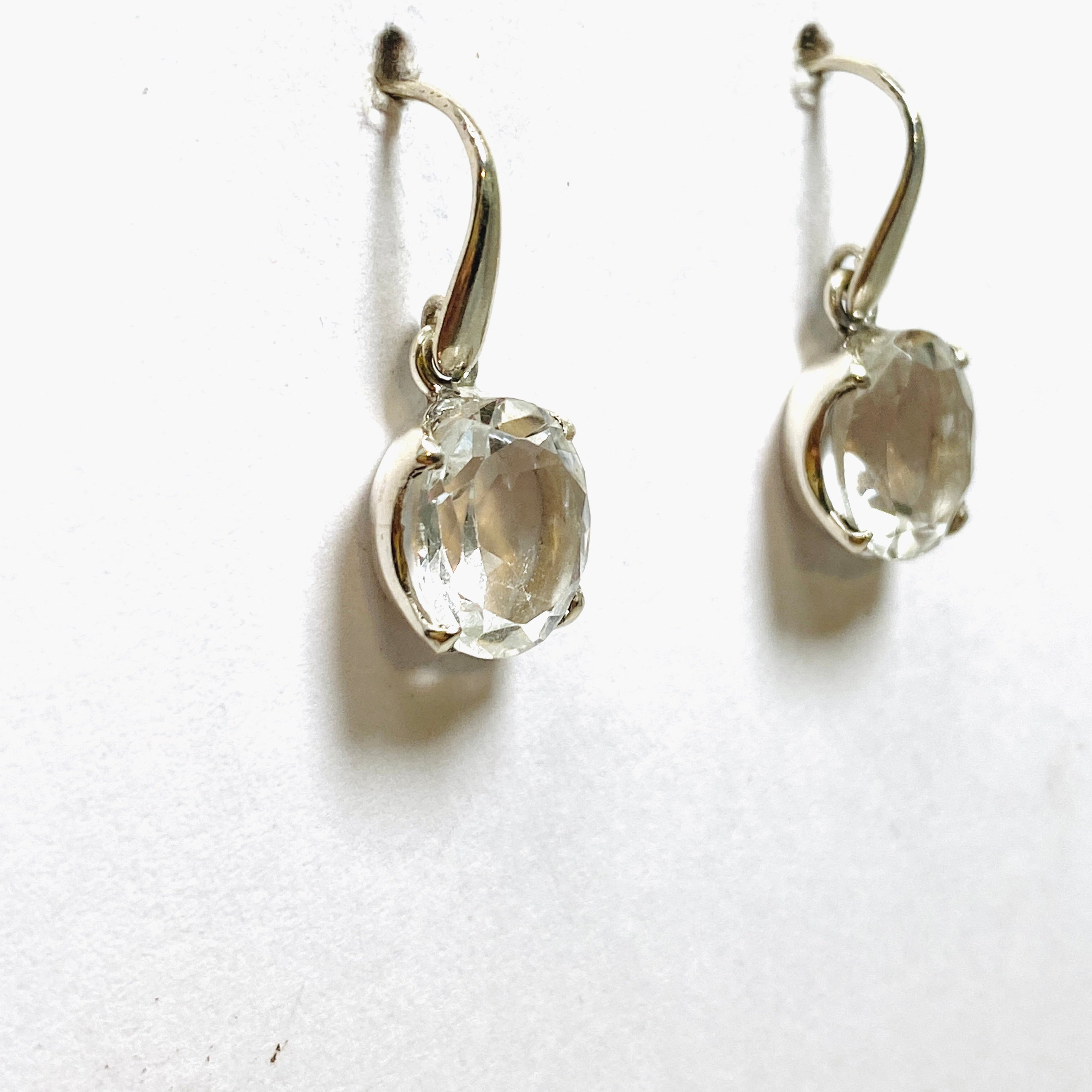 Clear Quartz Oval Faceted Earrings PEGJ216 - Elegant Crystal Stud Earrings for Women, Perfect for Weddings, Parties & Everyday Wear