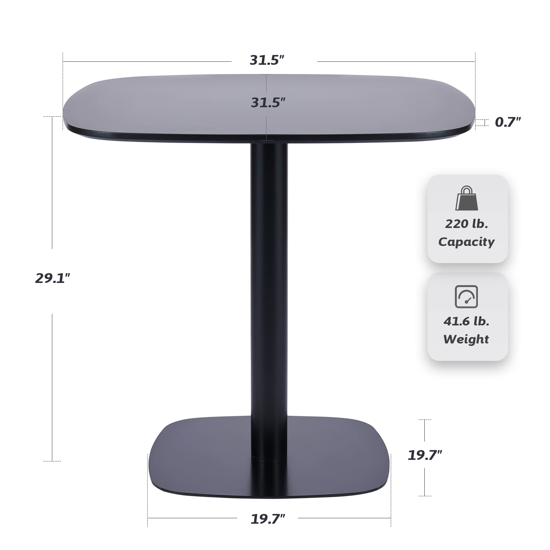 VONLUCE 32 Inch Square Modern Dining Table - MDF Top & Steel Base, Mid Century Tulip Pedestal Table for Kitchen, Living Room, Dining Room - 220lb Capacity, Black - Perfect for Small Spaces & Contemporary Home Decor