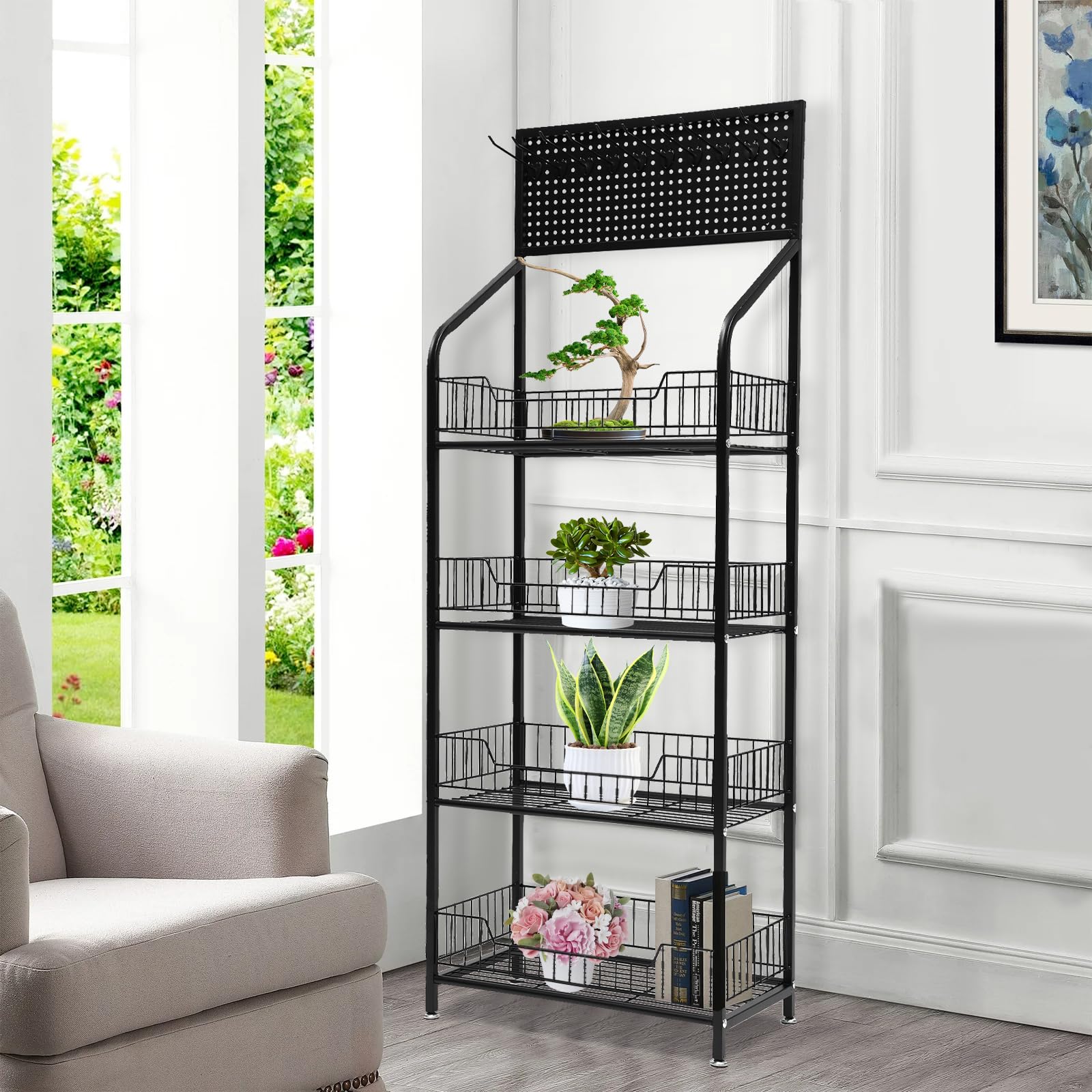 4-Tier Heavy Duty Metal Rolling Kitchen Shelf - 19.6