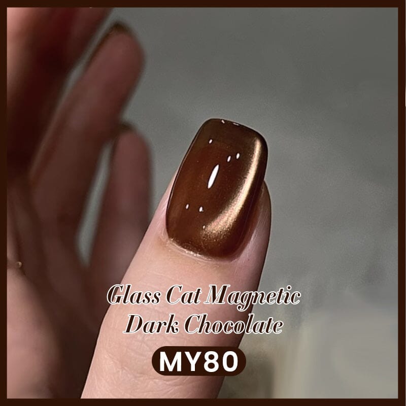 MY80 Dark Chocolate Magnetic Gel Polish for Nails - 10ml Water Light Cat Design - Perfect for Salon & Home Manicures