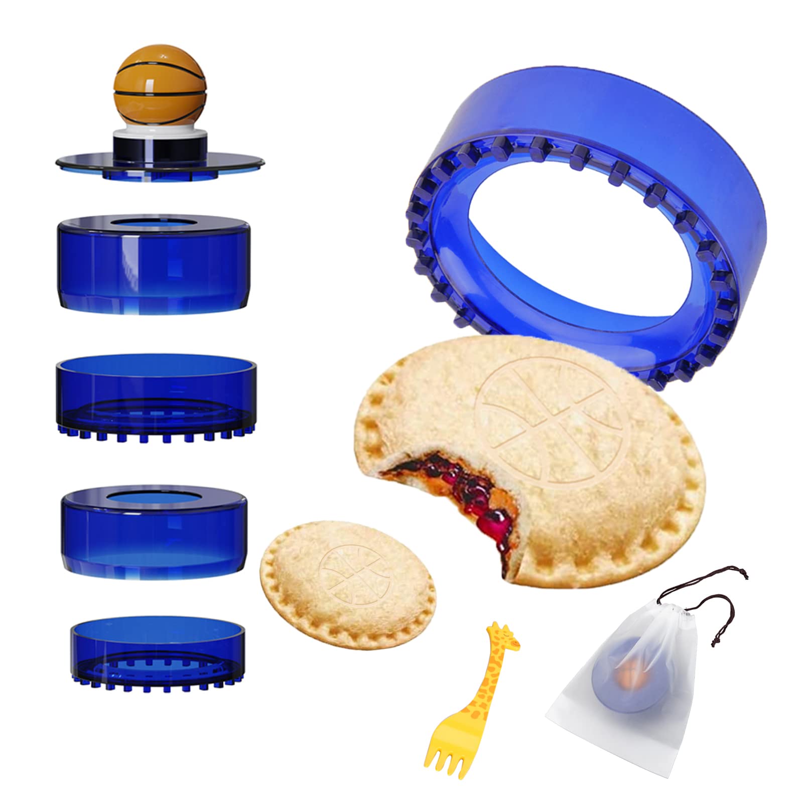 5-Piece Basketball Handle Sandwich Cutter & Sealer Set for Kids - Uncrustables Sandwich Maker for School Lunch, Bento Box & Lunchbox (Blue) - Perfect for Picnics, Parties & Meal Prep