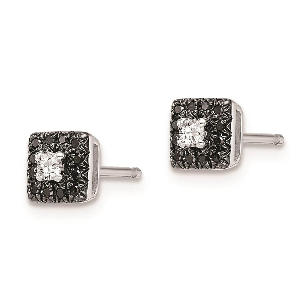 Sterling Silver 6mm Square Diamond Earrings for Women - Party & Wedding