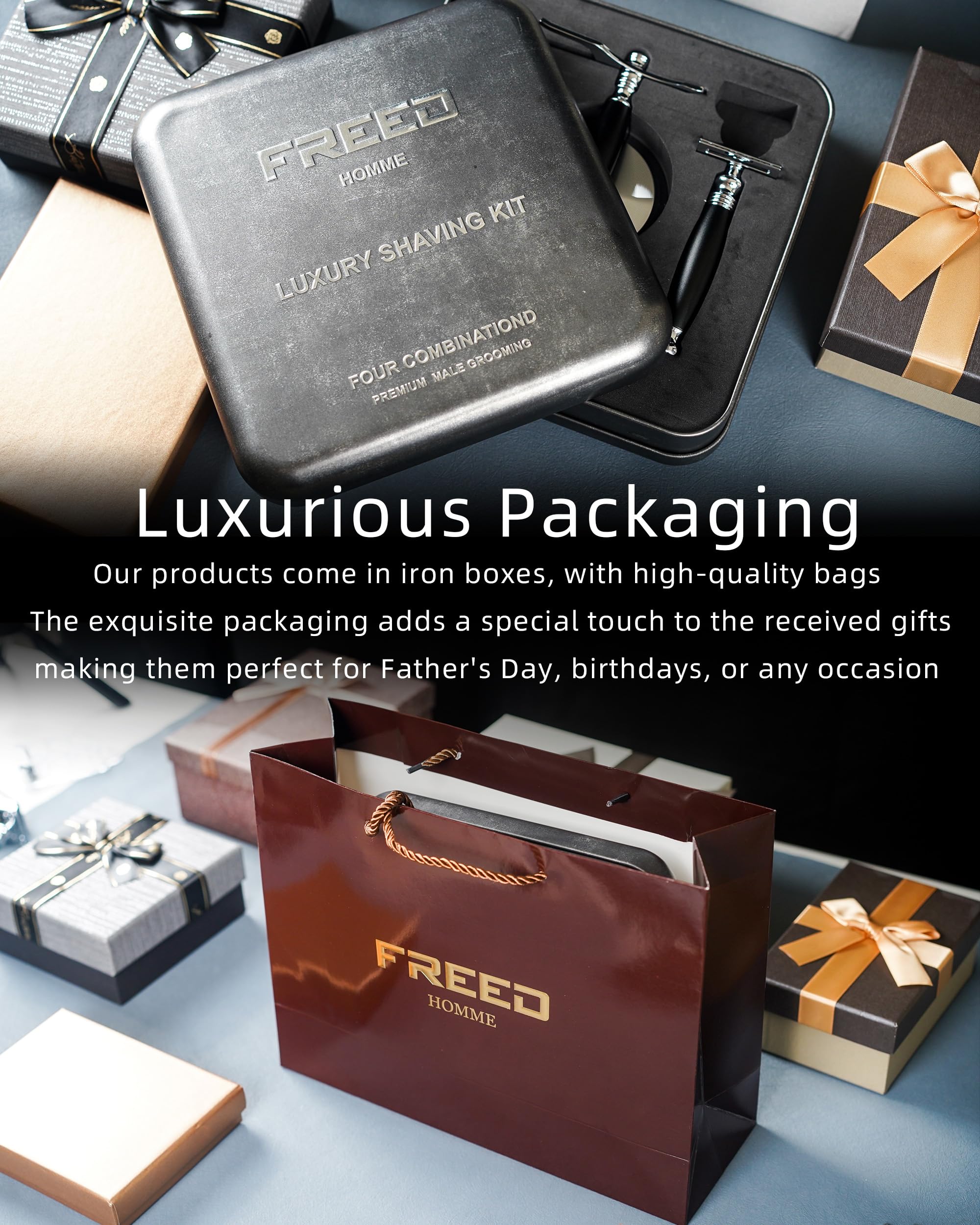 Premium Custom Engraved Men's Safety Razor Set - Aluminum Alloy Handle with 120 Japanese Stainless Steel Blades - Luxury Shaving Kit for Men, Father's Day & Birthday Gifts - Perfect for Wet Shaving, Travel & Grooming Rituals