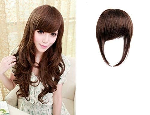 FLUSHIA Clip on Fringe Bangs Hair Extensions for Women - Natural Dark Brown Hairpiece for Instant Volume & Style | Perfect for Cosplay, Daily Wear & Hair Thinning Solutions