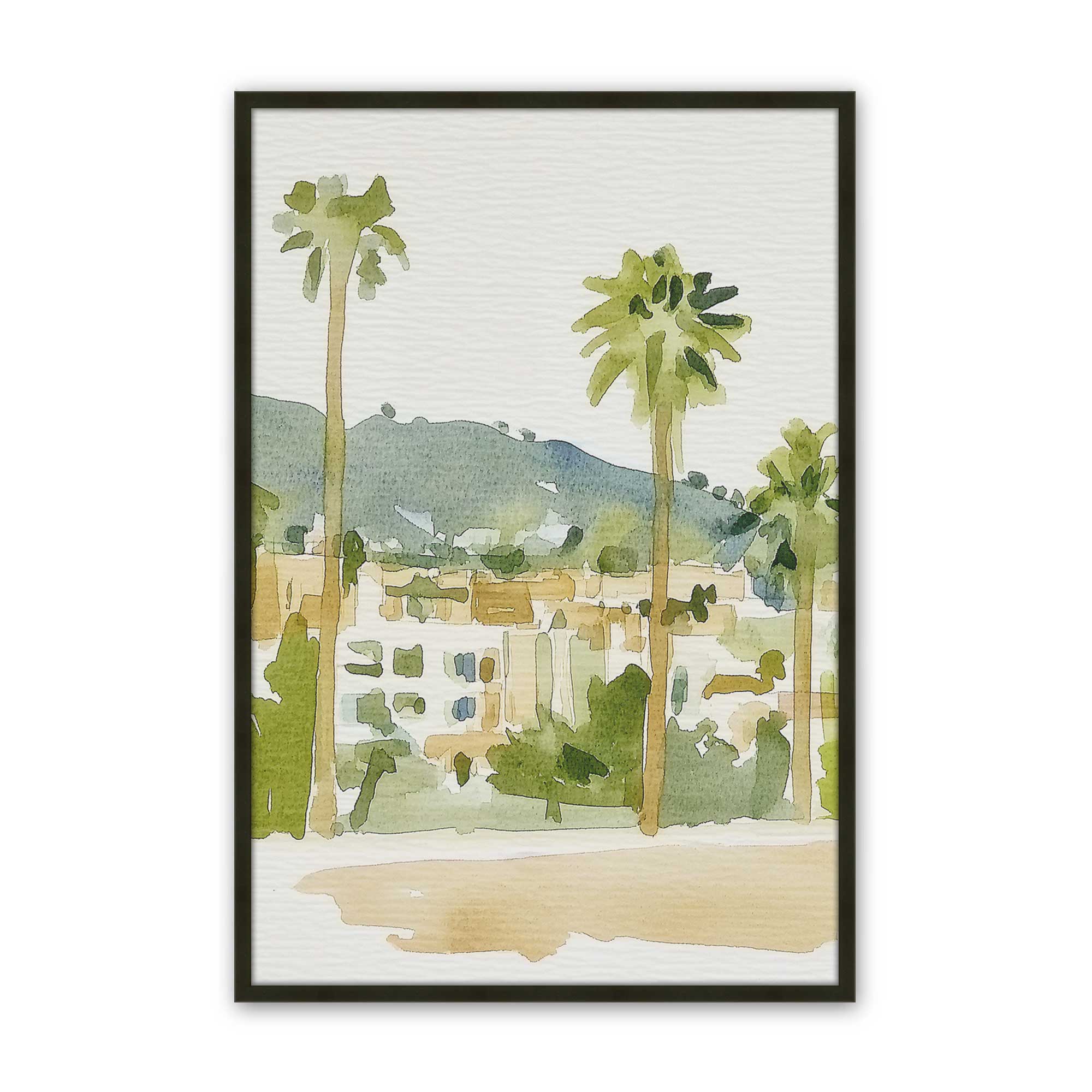 Desert Palms and Villas III Print - Stunning Landscape Wall Art for Home & Office Decor | Perfect for Living Room, Bedroom, or Office Wall Decorations