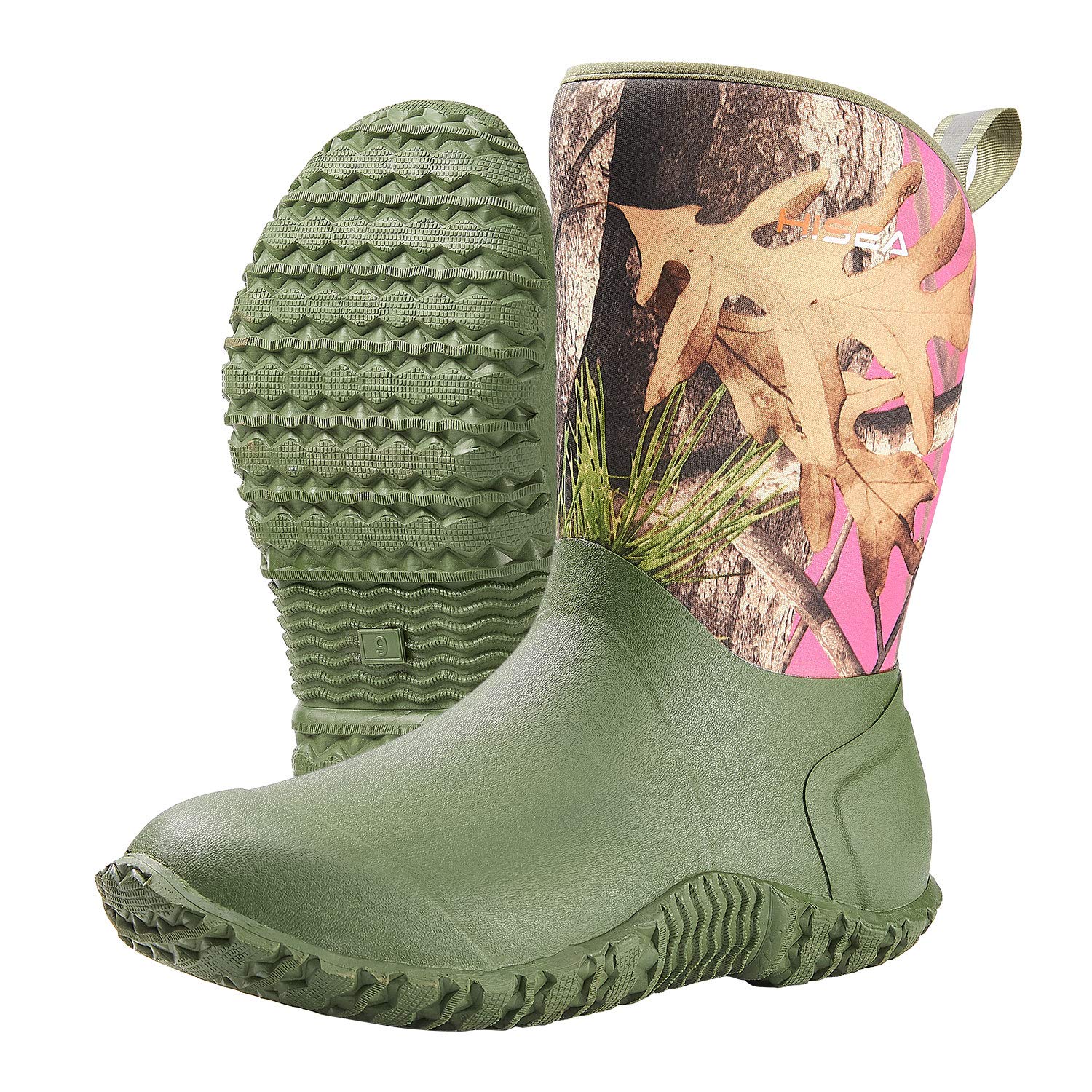 HISEA Women's Waterproof Insulated Rubber Garden Boots - Mid Height Mud Work Shoes for Outdoor Gardening, Yard Work & Rainy Day Use