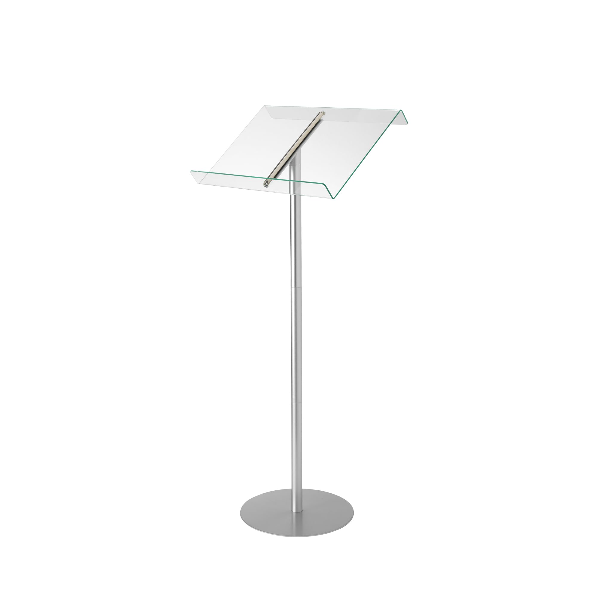 Deflecto Clear Acrylic Floor Lectern Stand with Silver Base - Adjustable Music & Speech Holder for Presentations, Churches, Schools & Events
