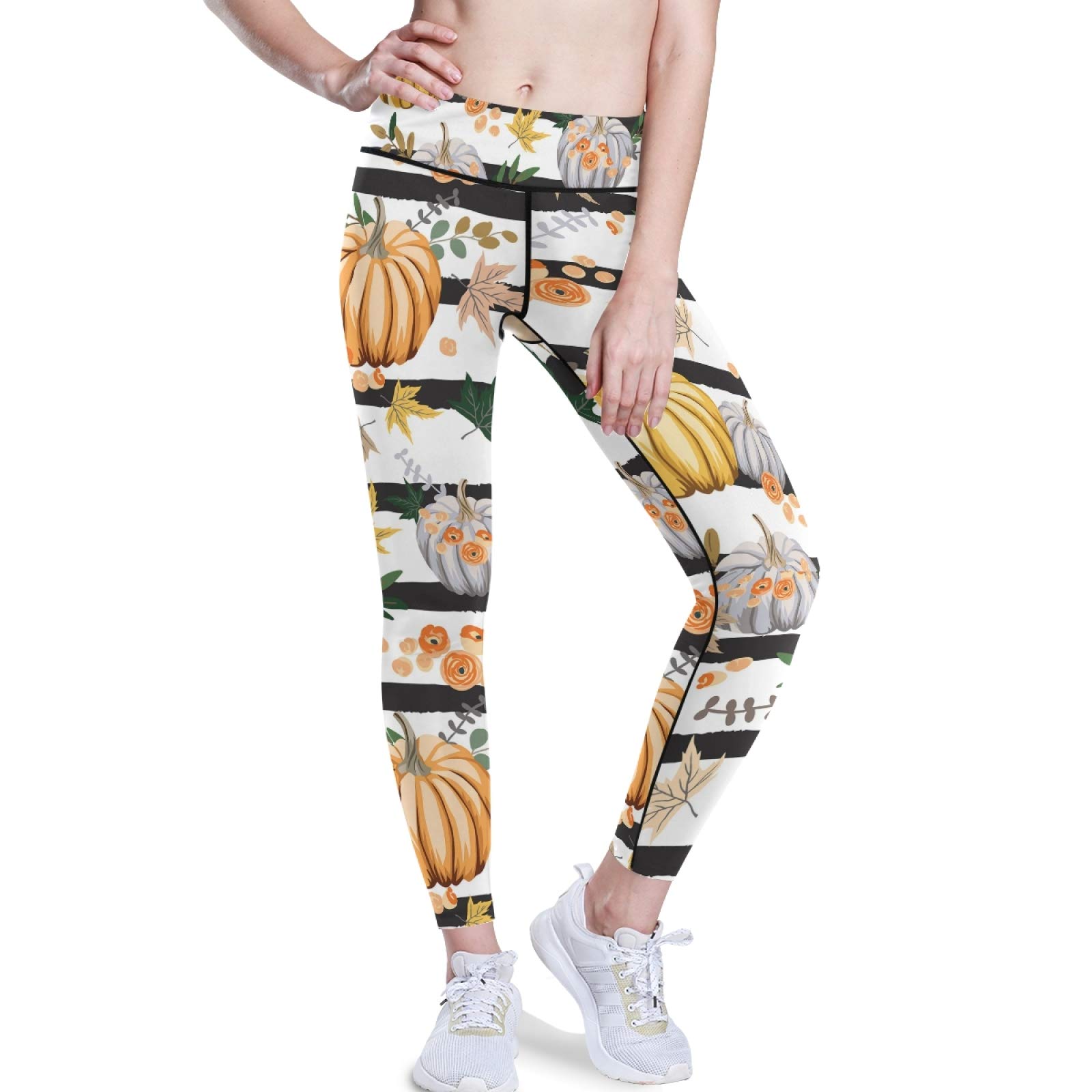 Autumn Pumpkin Yoga Pants - High Waist Tummy Control Leggings with Pockets for Workout & Running