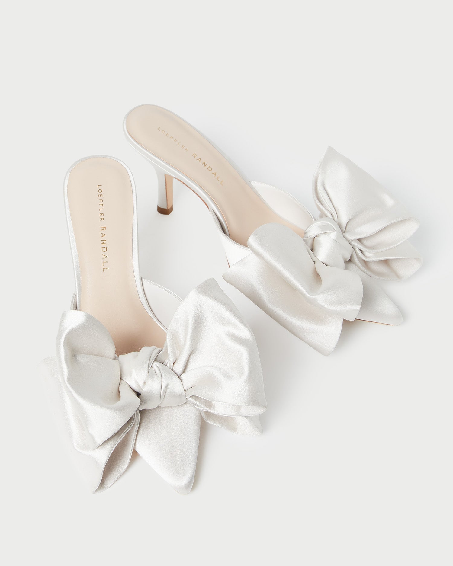 Margot Cream Satin Bow Mule Slides - Women's Comfortable House Slippers for Indoor/Outdoor Wear - Perfect for Lounging, Bridal Showers & Spa Days