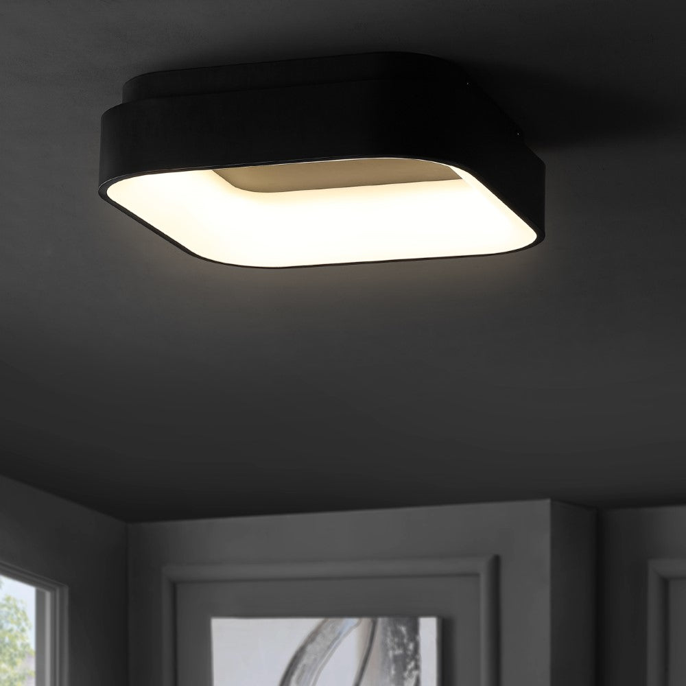 Rafael 17.7 Inch Modern LED Flush Mount Ceiling Light Fixture - Energy Efficient Dimmable Lighting for Bedroom, Kitchen, Hallway & Closet