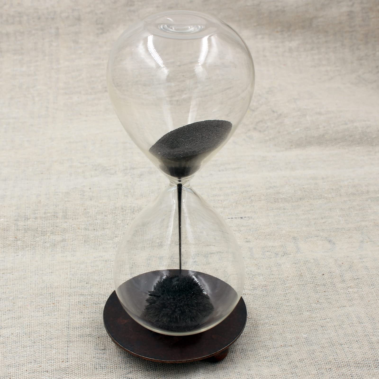 Black Magnetic Hourglass Sand Timer with Iron Base - Unique Desk Decor for Home, Office & Gifts | Stress Relief, Meditation & Productivity Tool