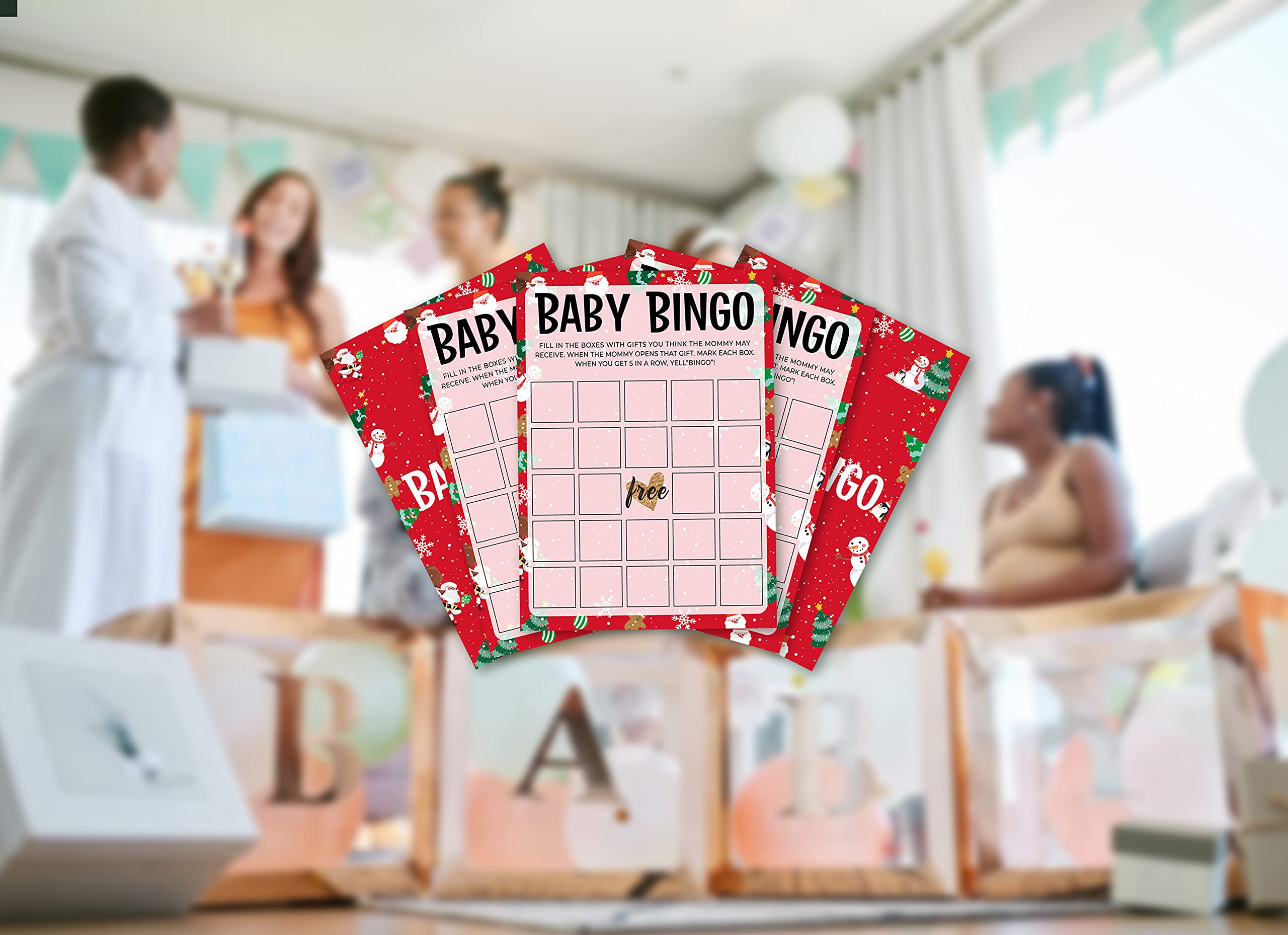 Baby Shower Game Cards - Set of 30 Gender Neutral Baby Bingo Cards for Christmas Parties & Newborn Celebrations - Perfect for Baby Showers, Gender Reveals & Holiday Gatherings