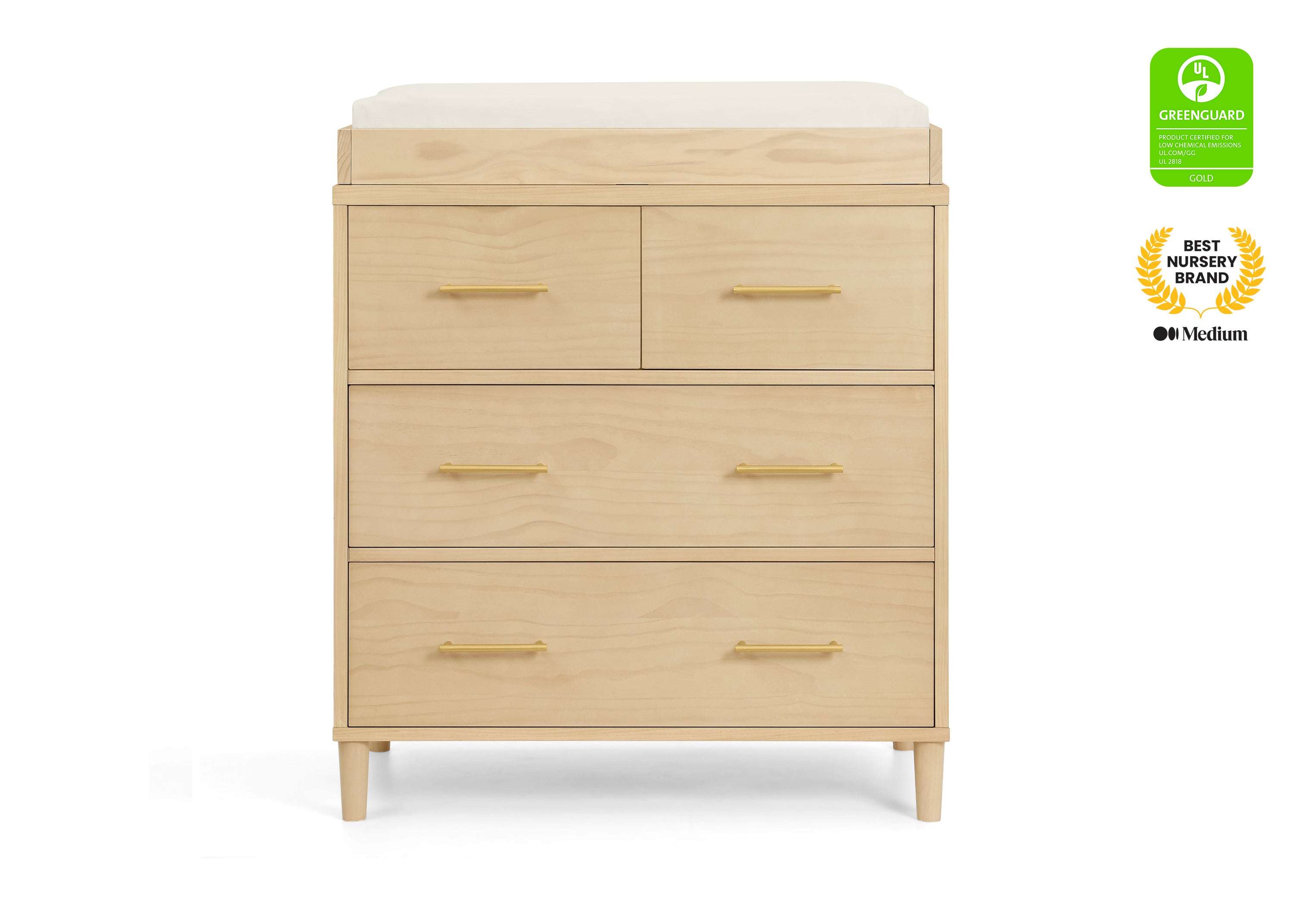 Classic 4 Drawer Dresser with Changing Top & Interlocking Drawers - Nursery Furniture for Baby Essentials Storage & Organization | Perfect for Baby Rooms, Bedrooms & Home Organization