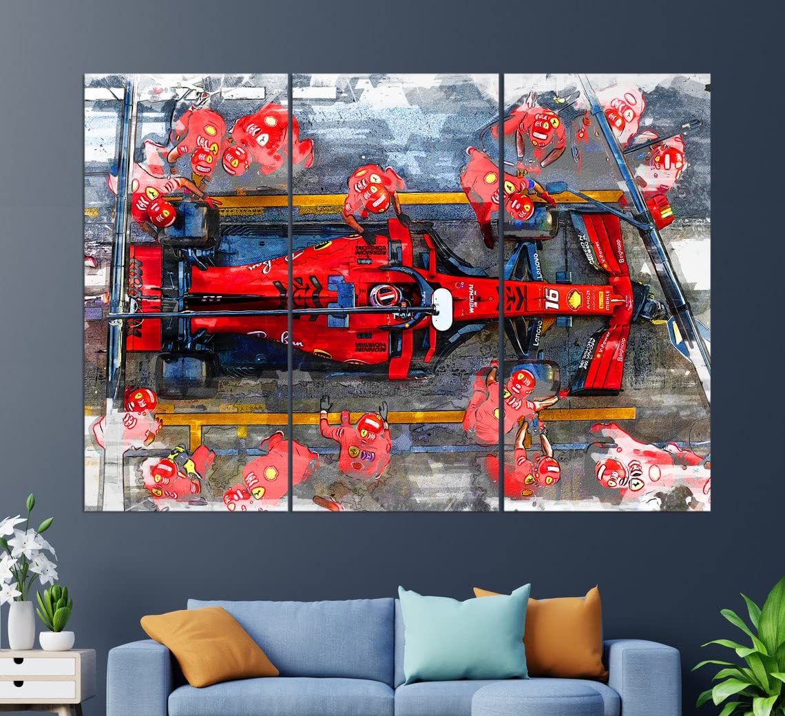 Charles Leclerc Formula 1 Wall Art - Premium Canvas Print Painting of Ferrari F1 Driver - Perfect for Home, Office & Man Cave Decor