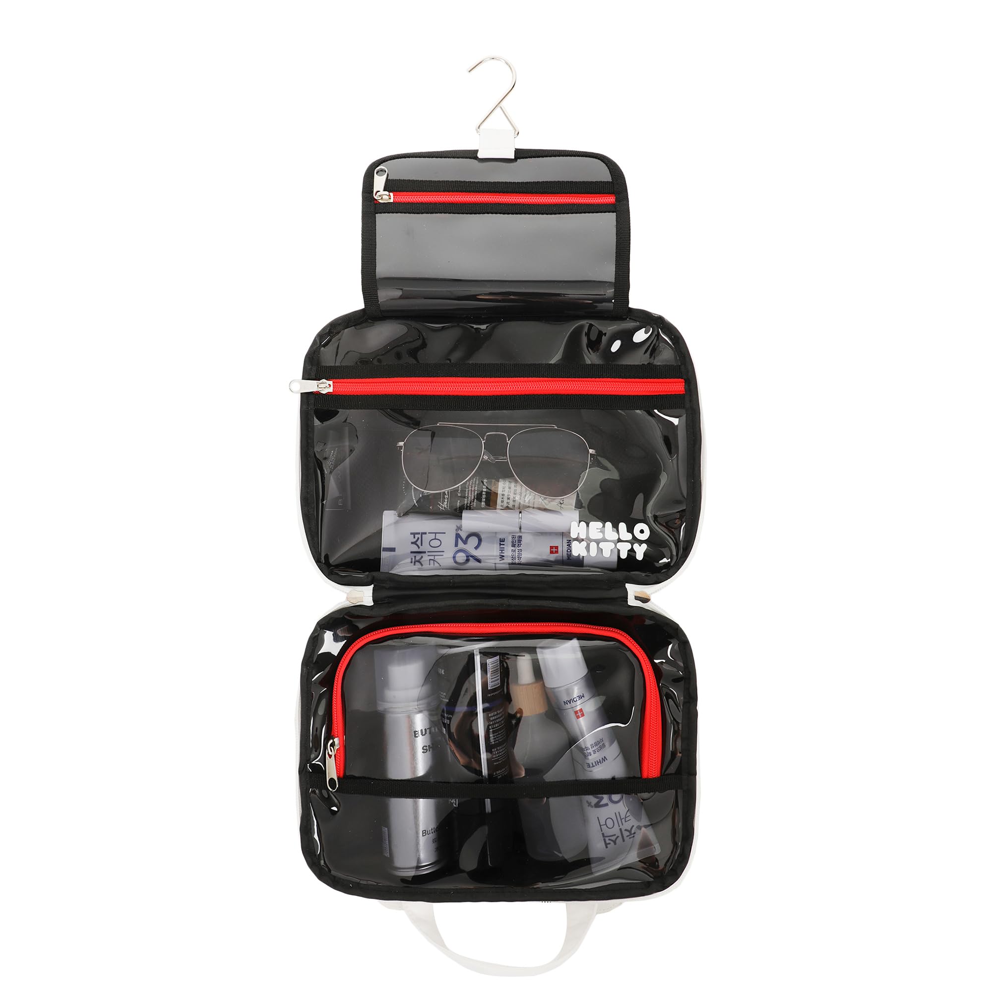 Hello Kitty Foldable Hanging Toiletry Bag for Travel - 3D Bow Cosmetic Organizer | Perfect for Vacation, Gym & College Dorm Organization