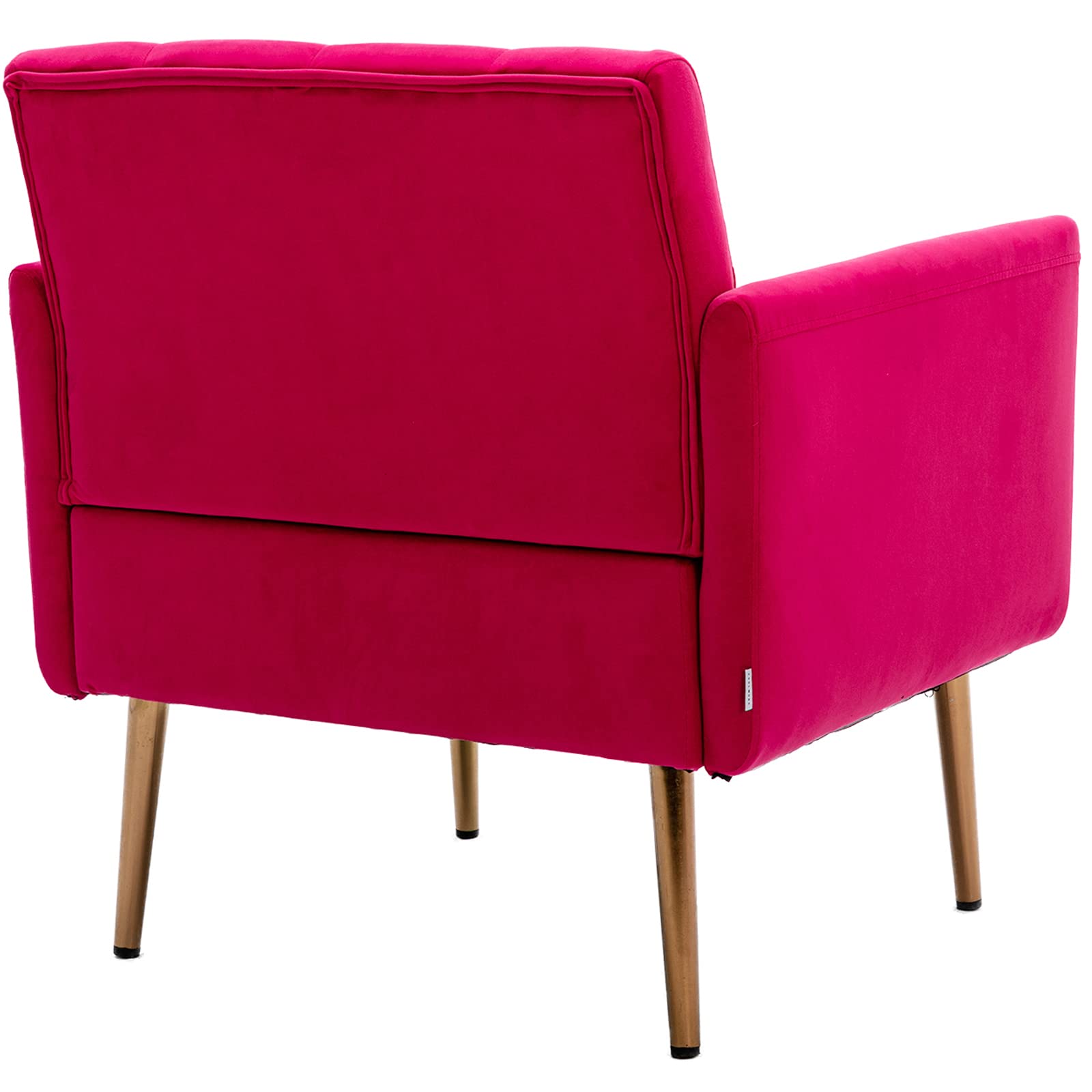 Luxury Velvet Accent Chair with Gold Metal Legs - Modern Single Sofa Chair for Living Room, Bedroom & Office - Small Space Armrest TV Chair - Rose Red Home Decor for Apartments, Reading Nooks & Coffee Shops