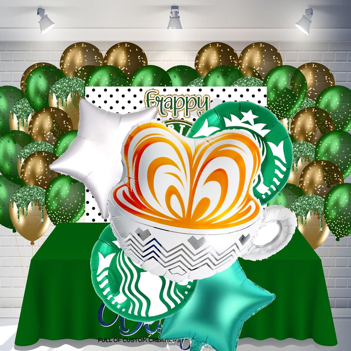 5Pcs Green Star Coffee Balloons & Coffee Cup Balloons - Perfect for Coffee Lovers Party Decor, Birthday Decorations & Coffee Bar Setup - Great for Cafe Themed Parties, Bridal Showers & Office Celebrations