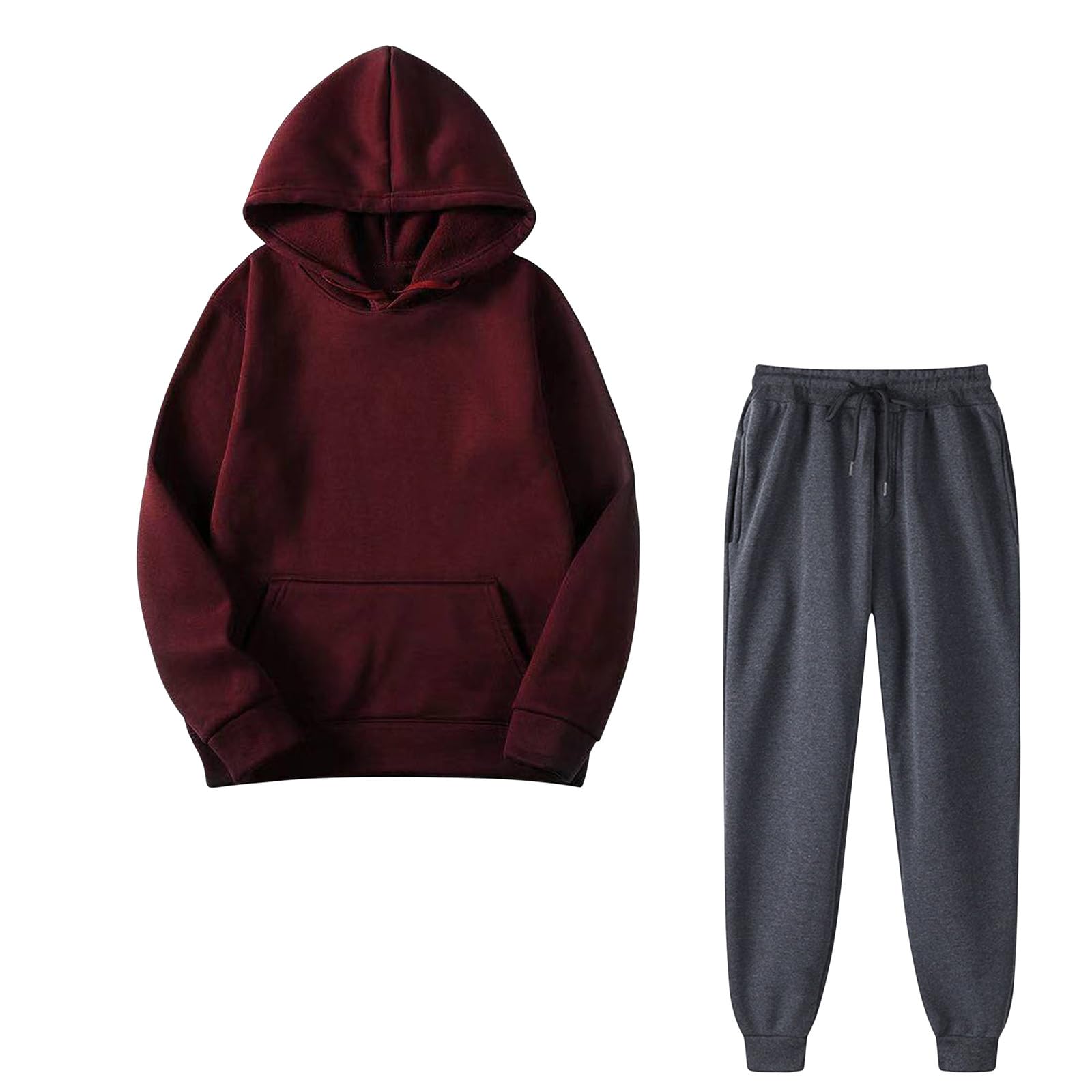 Unisex Casual Long Sleeve Loose Fit Hoodie & Cinch Bottom Sweatpants 2-Piece Set | Fall Winter Outfits for Men & Women | Cozy Lounge Wear, Gym, Running, Travel, Street Fashion