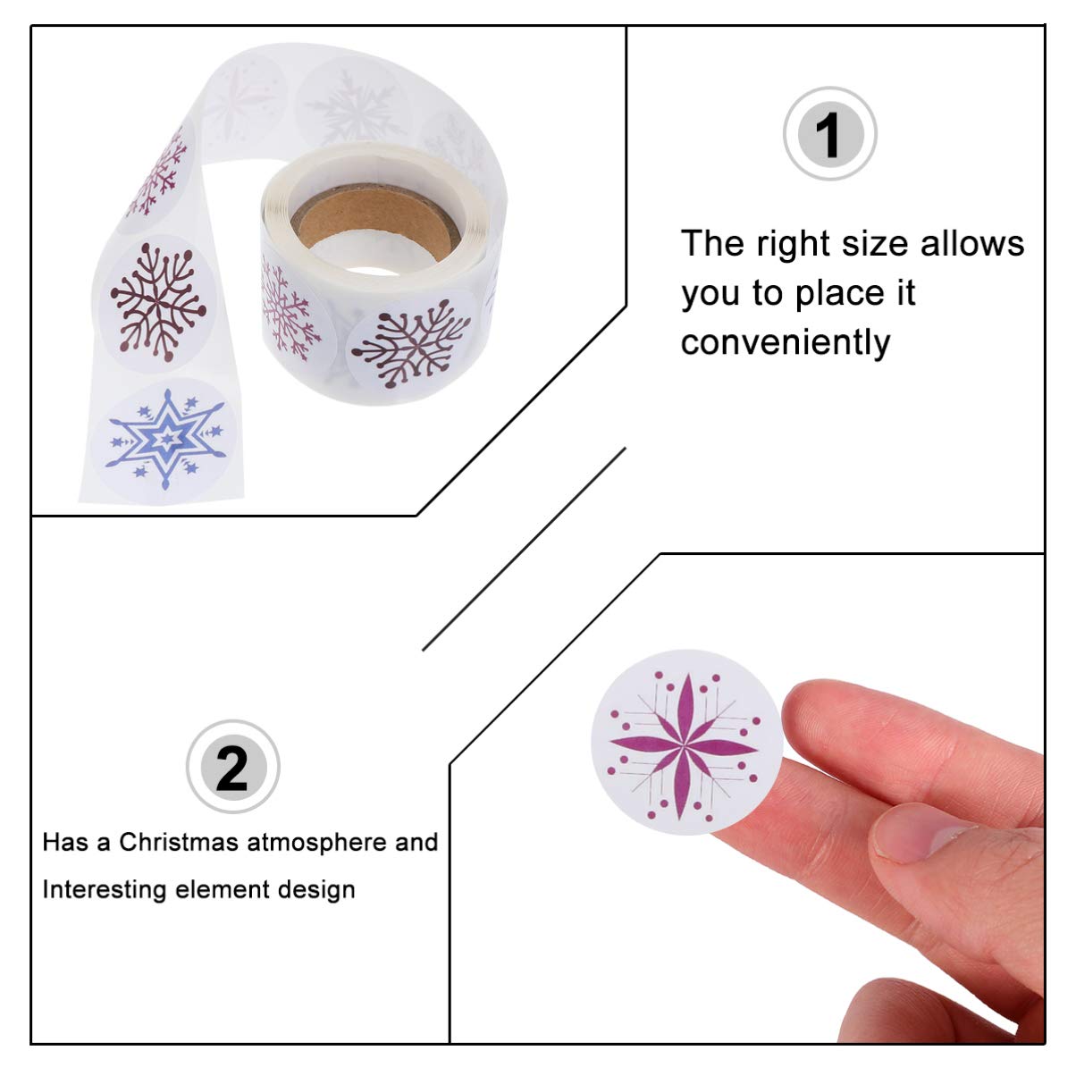 EXCEART 200pcs Christmas Snowflake Stickers - Self-Adhesive Xmas Decals for Candy Bags, Gift Wrapping, Cards & Holiday Decorations - Perfect for DIY Crafts, Party Favors and Festive Home Decor