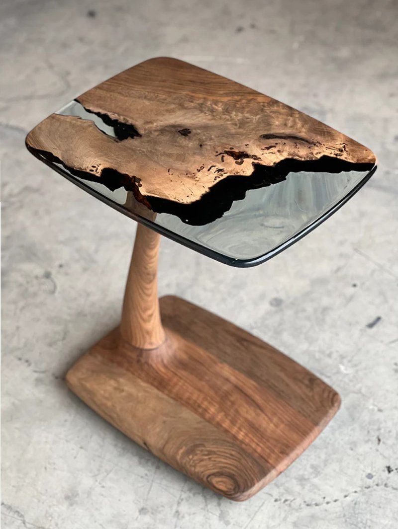 Luxury C-Shaped Resin End Table - Modern Side Table for Living Room, Bedroom, Office - Unique Home Decor Gift Idea for Housewarming, Wedding, Birthday