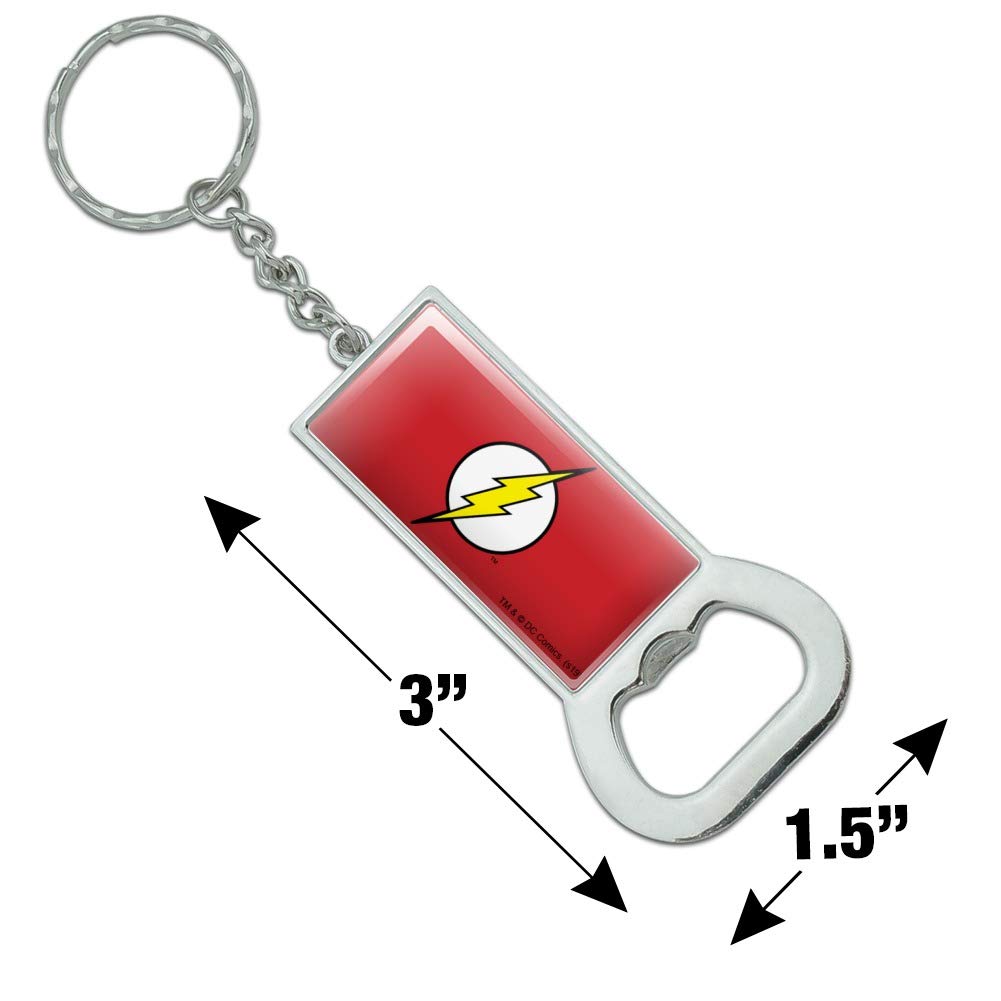 The Flash Lightning Bolt Logo Keychain - Chrome Plated Metal Bottle Opener with Keyring - Perfect for Superhero Fans, Keychains Collection & Everyday Carry (EDC) Accessories