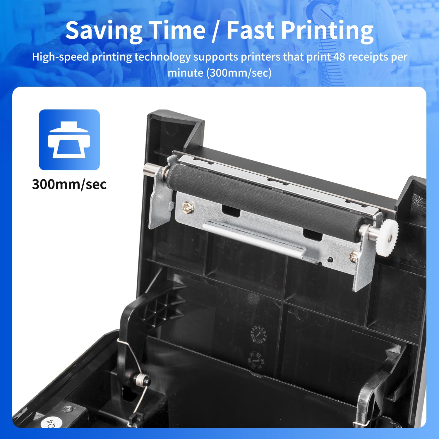NetumScan 80mm High-Speed Thermal POS Receipt Printer - 300mm/s USB & Ethernet Interface with Auto Cutter - Compatible with Windows/Mac/Linux - Ideal for Restaurants, Retail Stores & Cash Drawer Systems (NS8360L)