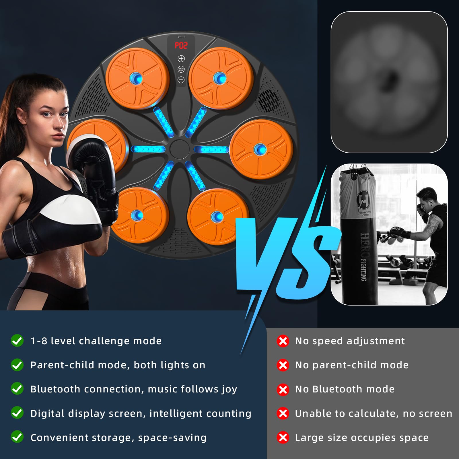 Smart Bluetooth Music Boxing Machine - Wall Mounted Punching Bag for Adults & Kids | Home Gym, Office & Boxing Training Equipment - Perfect for Fitness, Stress Relief & Fun Workouts