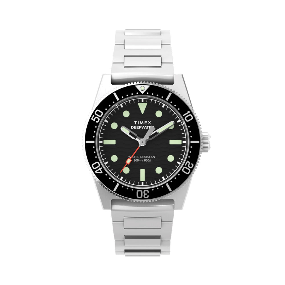 Deepwater Reef 200 41mm Black Stainless Steel Diver Watch - Professional Waterproof Dive Watch for Men, Perfect for Scuba Diving & Outdoor Adventures