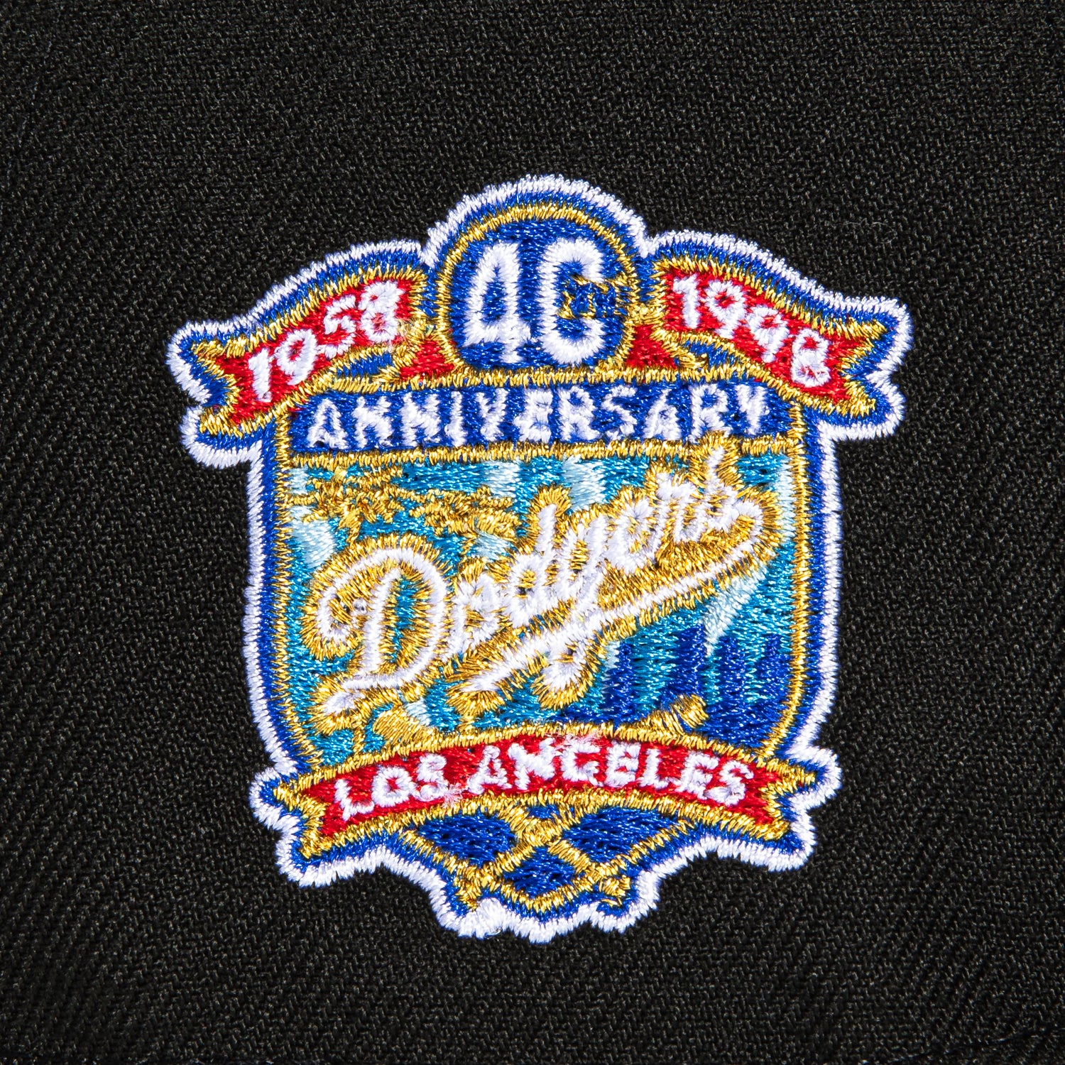New Era 59Fifty Black Los Angeles Dodgers 40th Anniversary Patch Snapback Hat - Official MLB Baseball Cap for Men & Women - Perfect for Games, Collecting & Streetwear Fashion