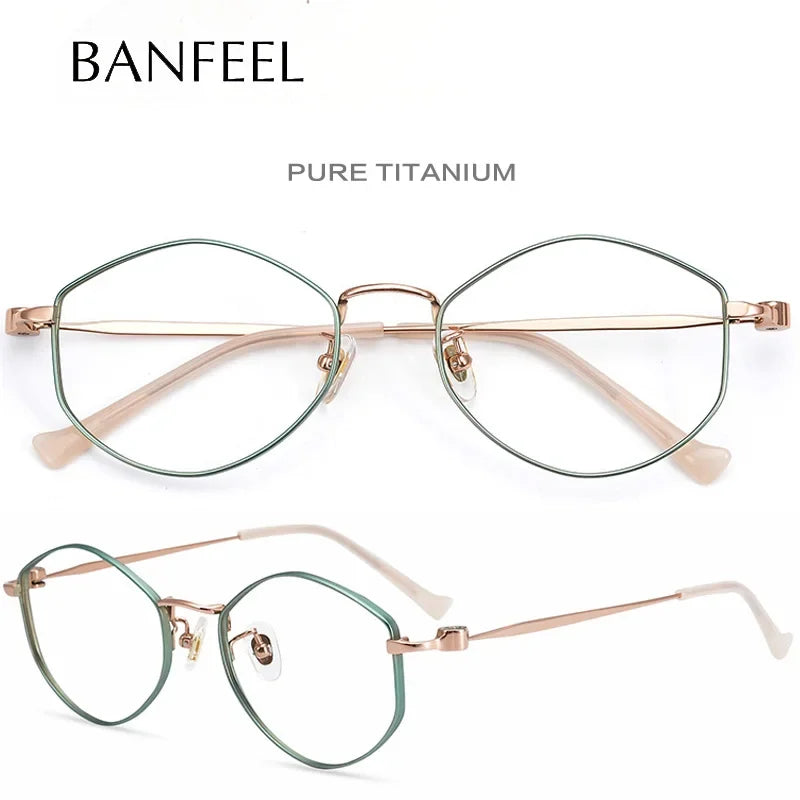 Stylish Aror Women's Full Rim Irregular Polygon Oval Titanium Eyeglasses Frame 14941 - Lightweight & Durable for Work, Reading & Fashion