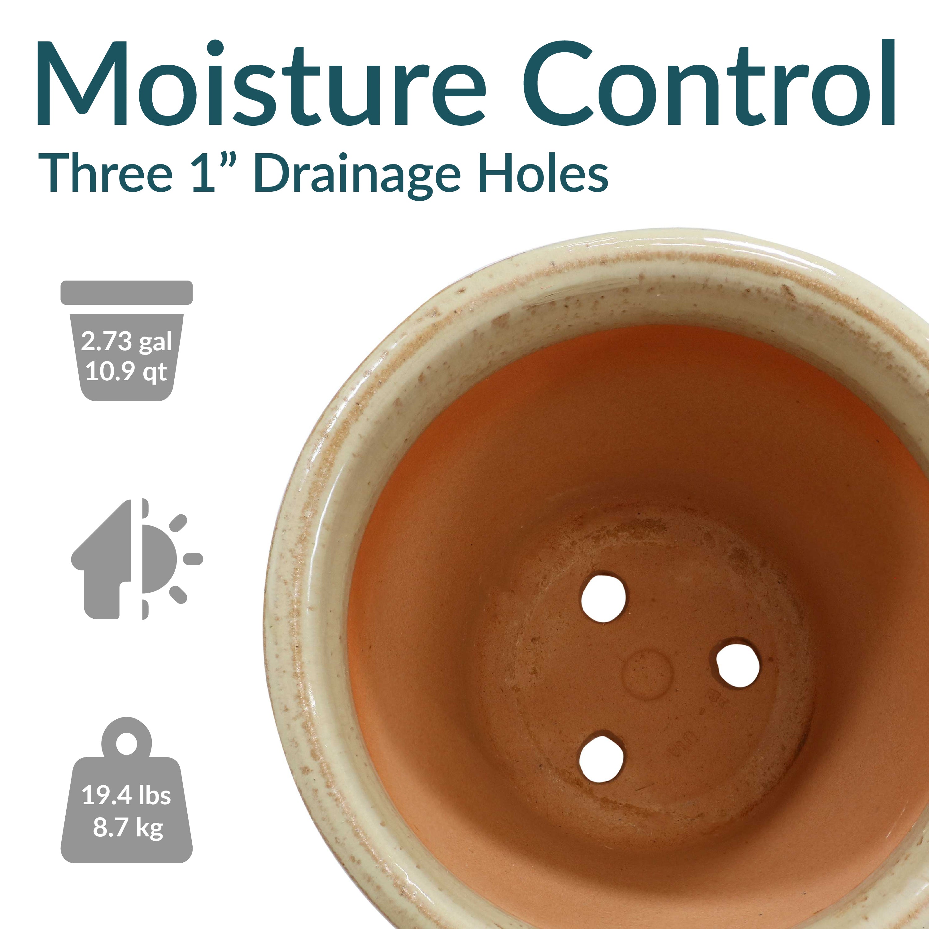 Sunnydaze Studio Round Glazed Ceramic Planter with Drainage Hole - Indoor/Outdoor Flower Pot for Plants, Succulents, Herbs - Perfect for Home, Garden, Patio, and Balcony Decor