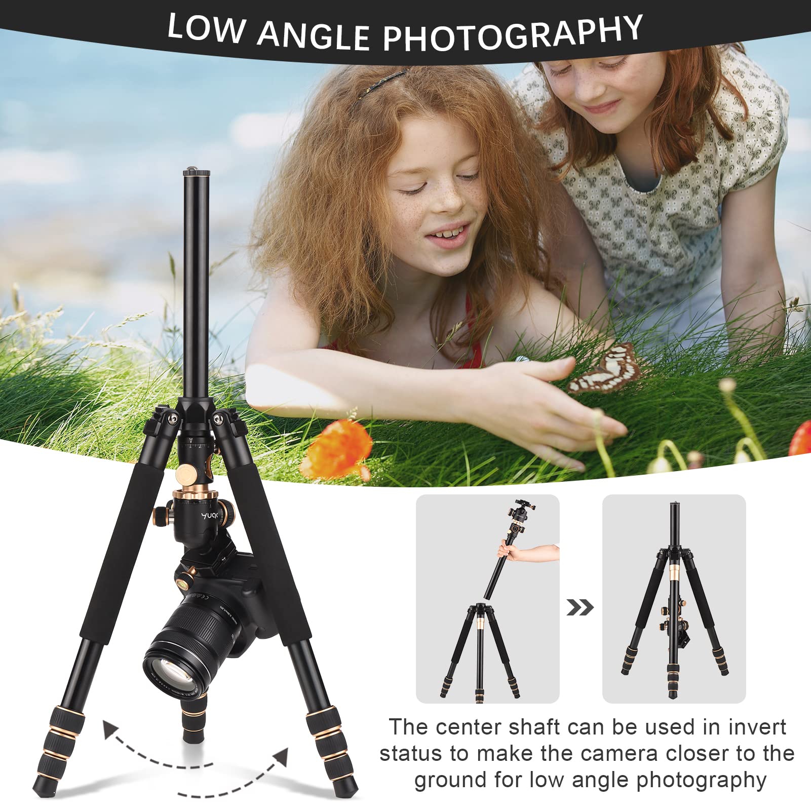 Jemora 72.4 Inch Aluminum Alloy Camera Tripod Stand - Portable DSLR Tripod with 360° Ballhead, 17.6lbs Load Capacity for Photography & Videography - Perfect for Travel, Vlogging, and Outdoor Shooting