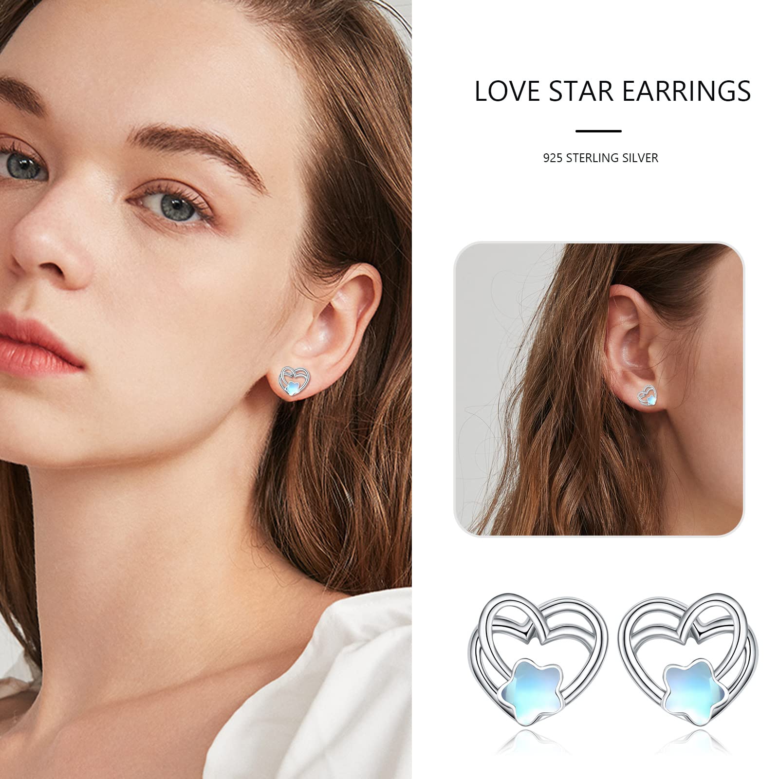 925 Sterling Silver Hypoallergenic Moonstone & Turquoise Dangle Earrings for Women - Elegant Stud Drop Earrings Fashion Jewelry Gift for Mother's Day, Birthday & Special Occasions