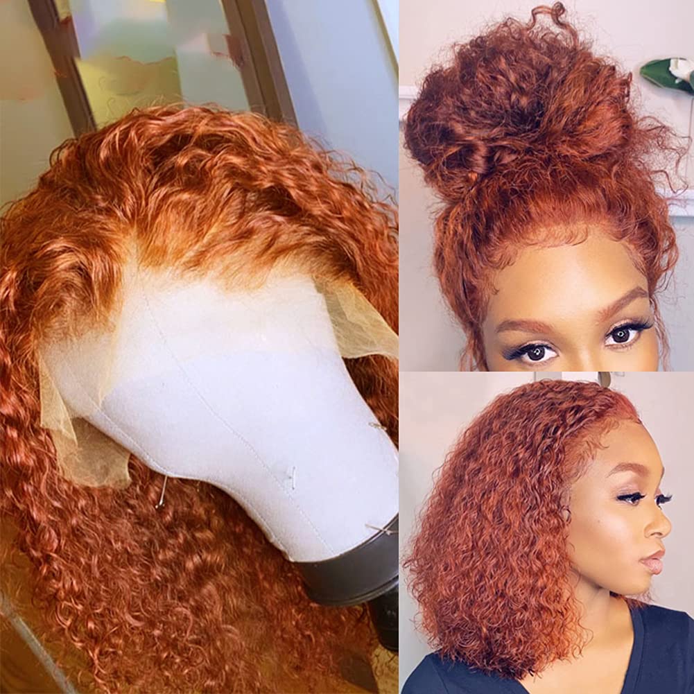 Brazilian Remy Human Hair Wigs - Deep Curly T Part Lace Front Wig with Baby Hair & HD Lace | Pre-Plucked 130% Density Bob Wig 10
