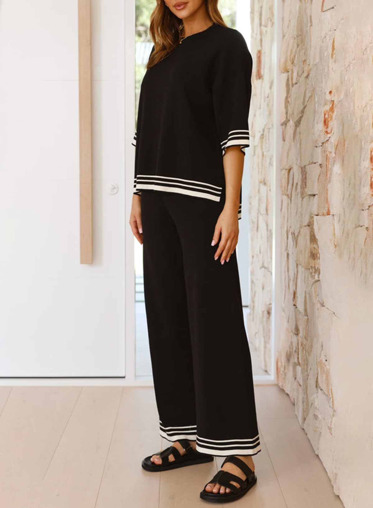 Women's Casual 2-Piece Lounge Set - Soft Knit Sweater & Pants Pajama Set for Home, Sleep & Relaxation | Cozy Outfit for Women | SHEWIN Comfort Wear