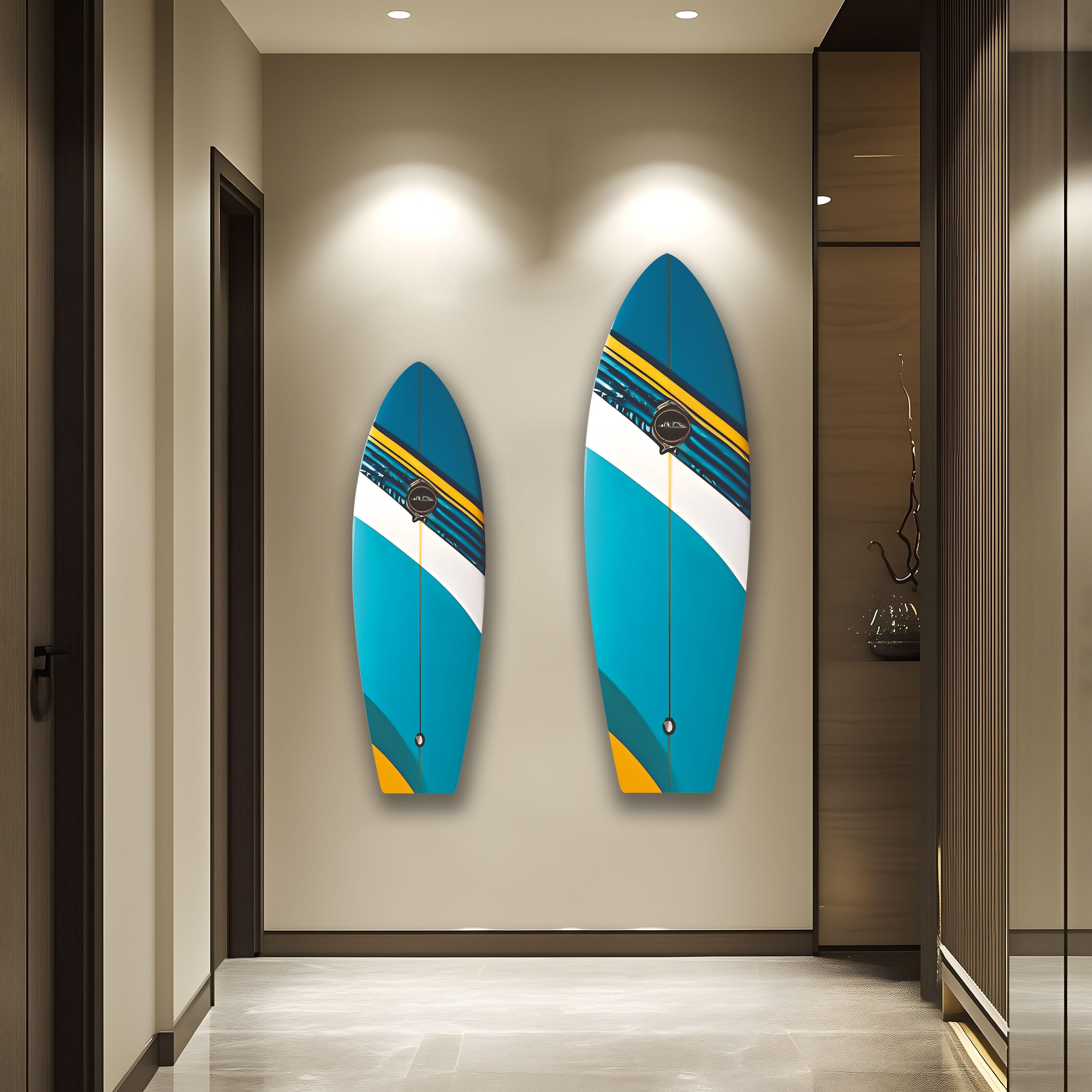Blue Surfboard Wall Art - Ocean Themed Home Decor for Beach House, Living Room & Bedroom - Perfect Coastal Style Accent