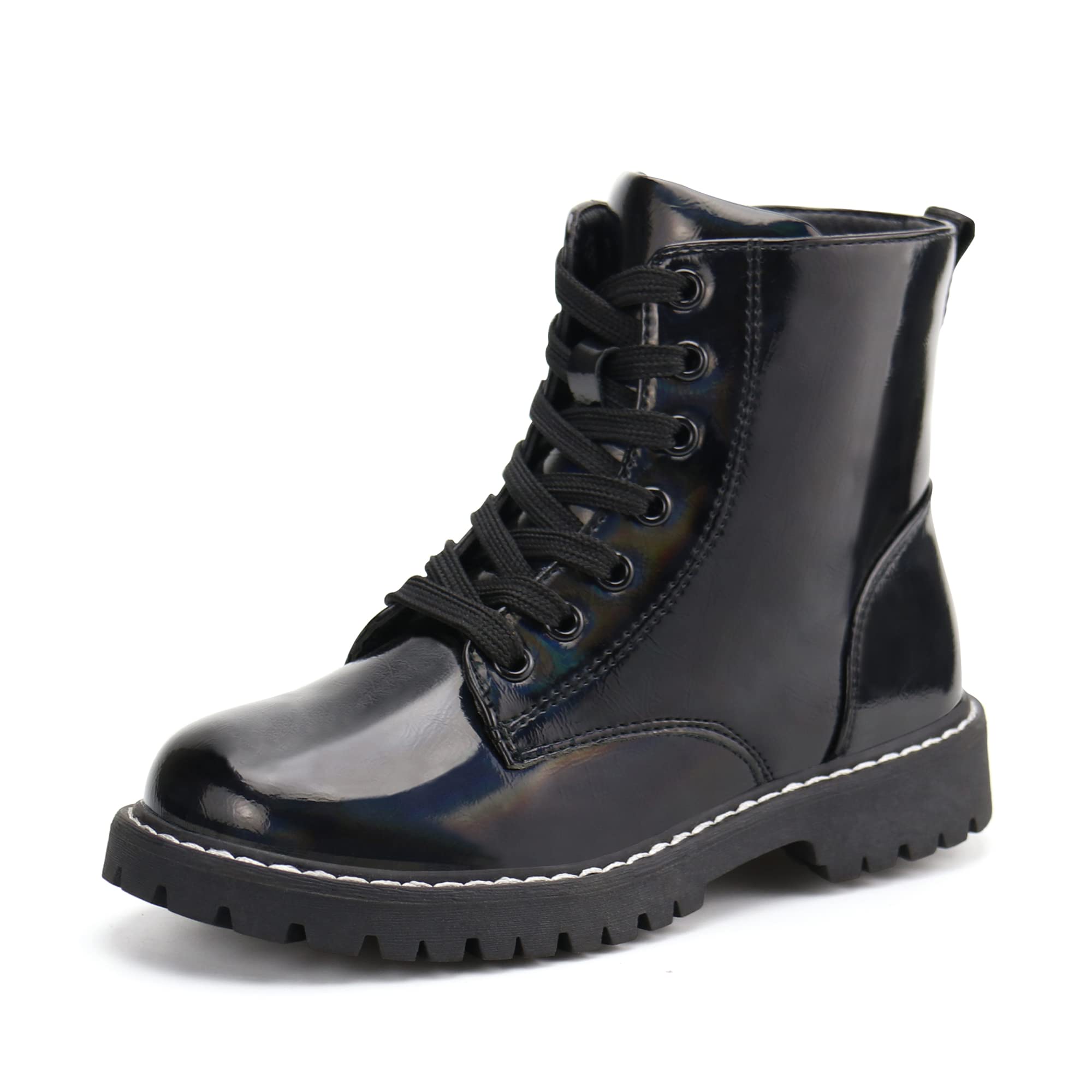 Firelli Kids Ankle Boots for Boys & Girls - Side Zipper & Lace Up Work Boots - Durable Combat Boots for School, Outdoor Play & Winter Adventures
