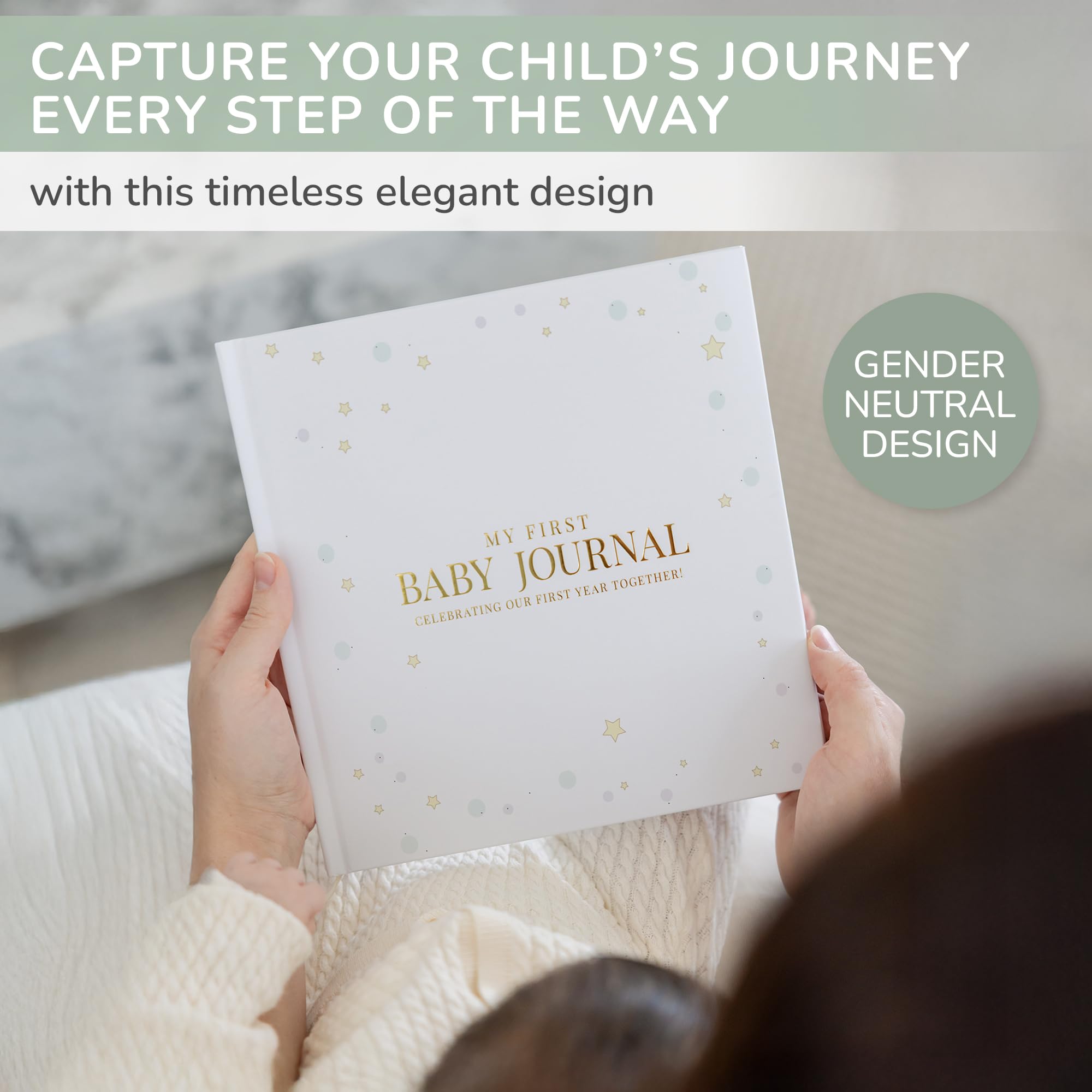 Tiny Trees® Baby Memory Book - First Year Keepsake for Baby Showers, Gender Reveal & New Parents | Monthly Milestone Scrapbook for Expecting Moms & Dads | Perfect Baby Shower Gift & First Year Record Journal (Great for Capturing Precious Moments from Pregnancy to Toddler Years)