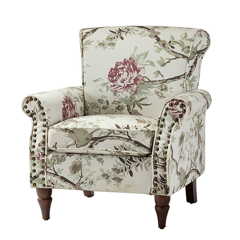 Artemisa Modern Floral Pattern Upholstered Armchair - Comfortable Living Room Accent Chair for Home Office & Lounge Decor