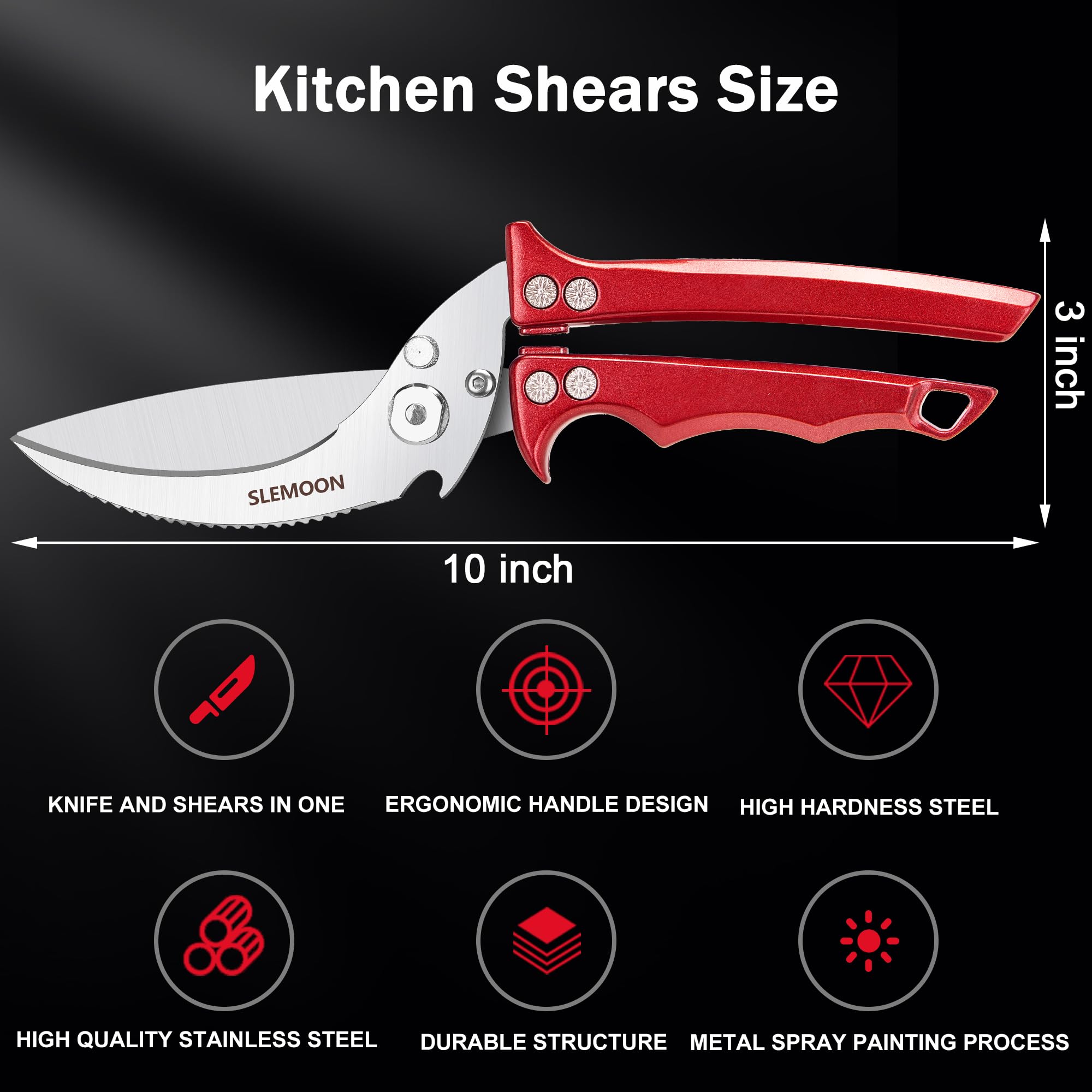 Heavy Duty Stainless Steel Poultry Shears for Chicken, Turkey, and Meat Cutting - Dishwasher Safe Kitchen Scissors with Burgundy Gift Box, Perfect for Thanksgiving and Holiday Meal Prep