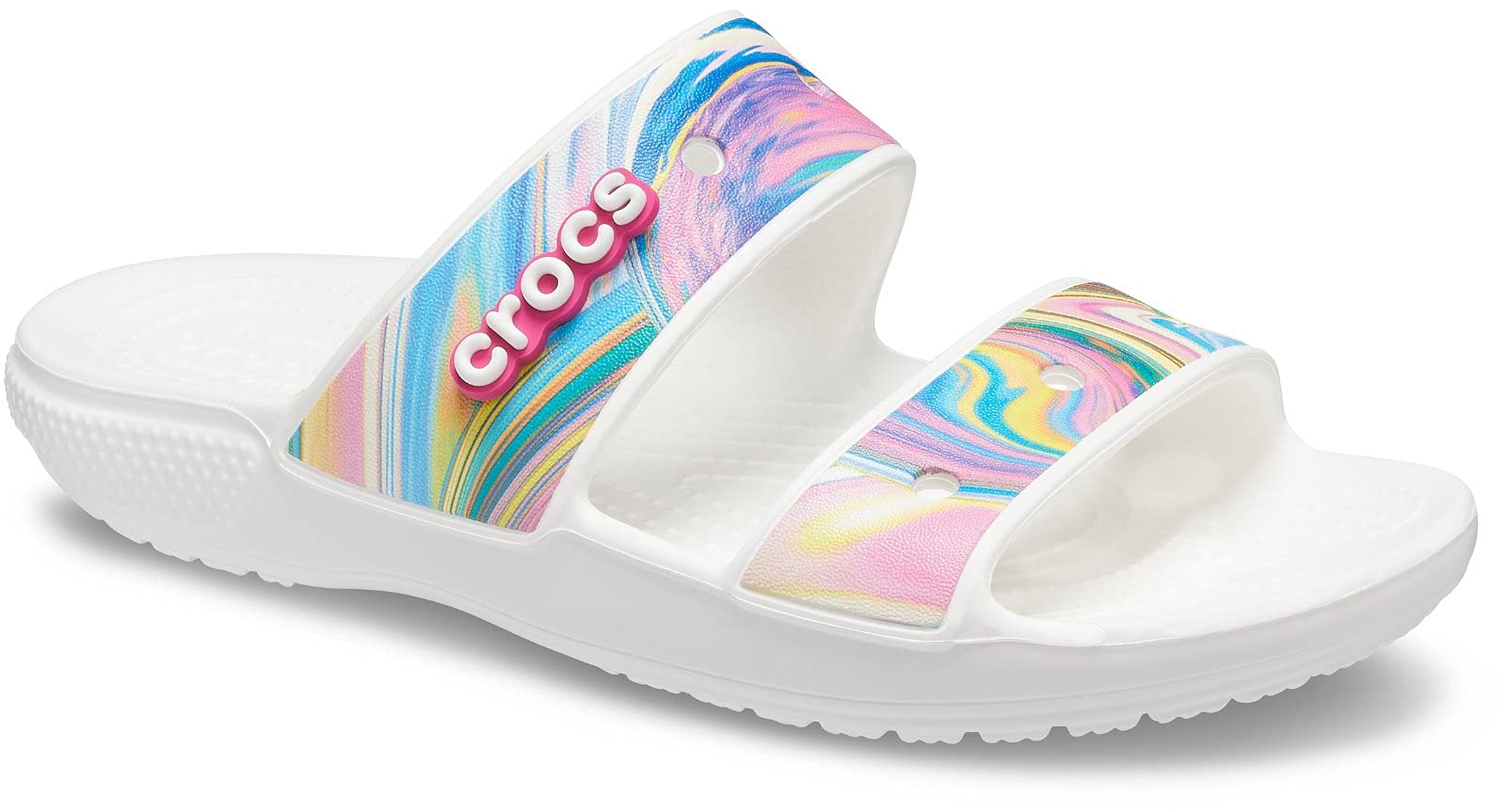 Crocs Unisex Classic Tie Dye Sandals - Comfortable Two-Strap Slide Shoes for Men and Women | Perfect for Beach, Pool, and Casual Summer Wear